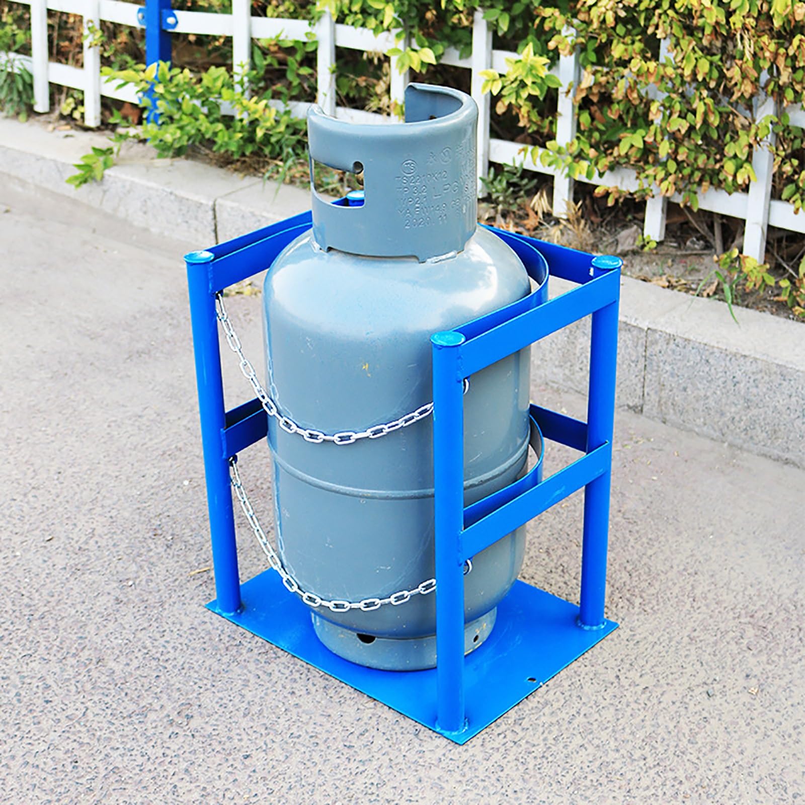 Oszczędzające miejsce stojaki na cylindry, wytrzymałe stojaki na cylindry, stalowe stojaki do przechowywania zbiorników gazu, do fabryk, szkół, szpitali, kaliber 35 cm / 13.7in, 50 x 43 x 32