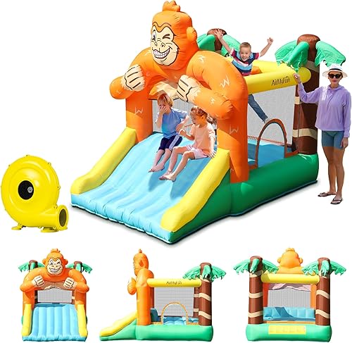 Casa inflable de rebote para niños de 2 a 6 años Gorilla Bouncy House con soplador de aire para niños pequeños con casa de salto de diapositiva