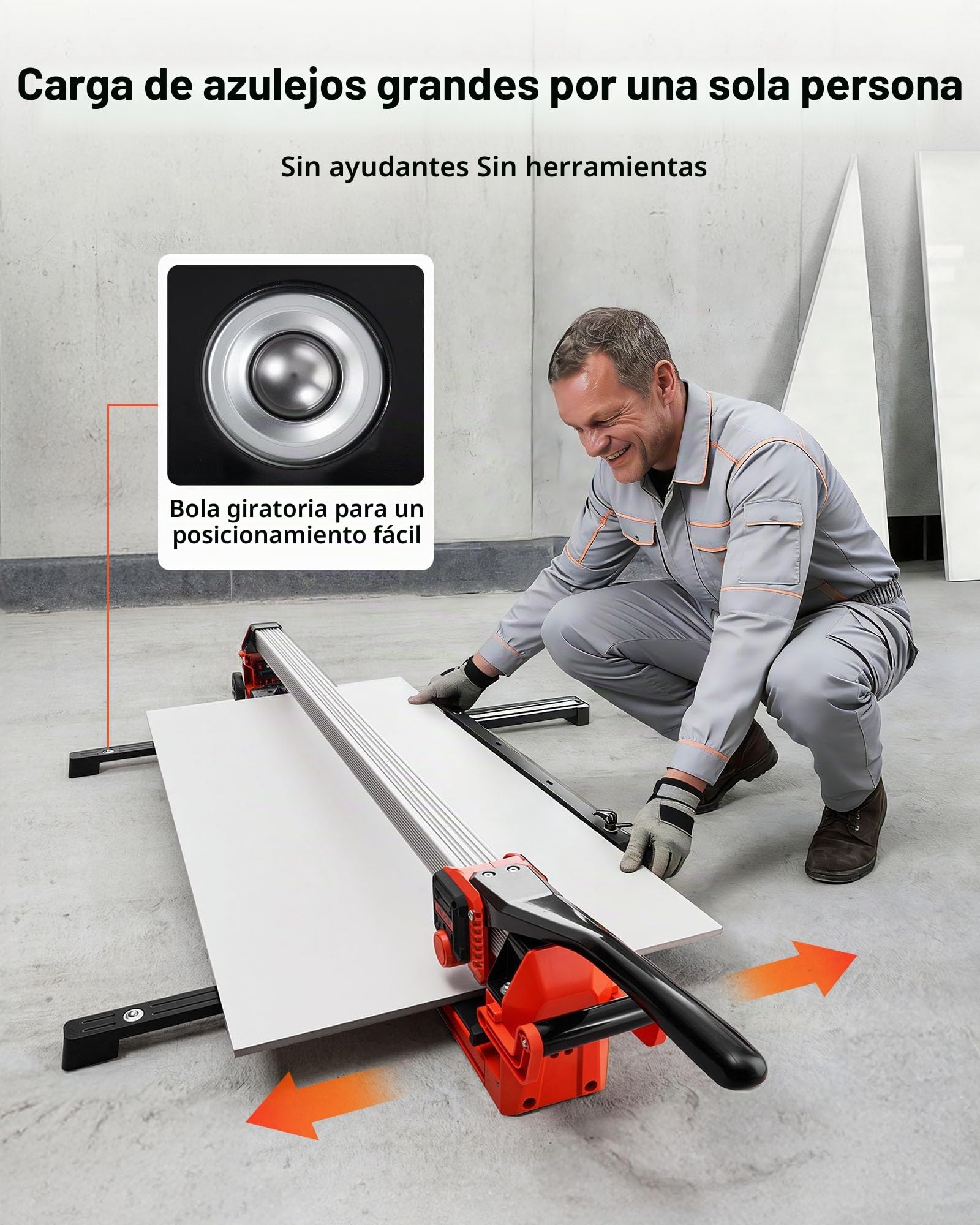VEVOR Cortadora de Azulejos Manual 1200 mm, Capacidad de 50 kg, Corte Recto y Diagonal con Guía de Alineación, Riel de Aluminio, 2 Ruedas de Corte 8 y 22 mm para Baldosas Obras Pared Suelo Cerámica