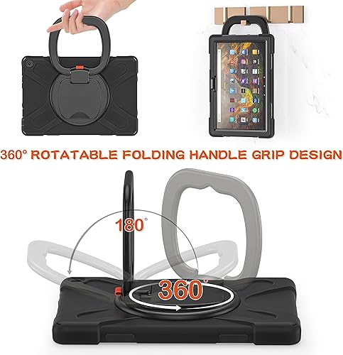 Miniatura 3 de Funda portátil de rotación de 360 para tablet Fire HD 10 y 10 Plus (11 generación, lanzamiento de 2021, funda resistente con soporte giratorio,
