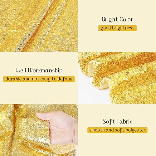 Miniatura 6 de Eternal Beauty Mantel redondo de lentejuelas de 120 pulgadas, grueso, no transparente, mantel dorado para boda, fiesta de cumpleaños