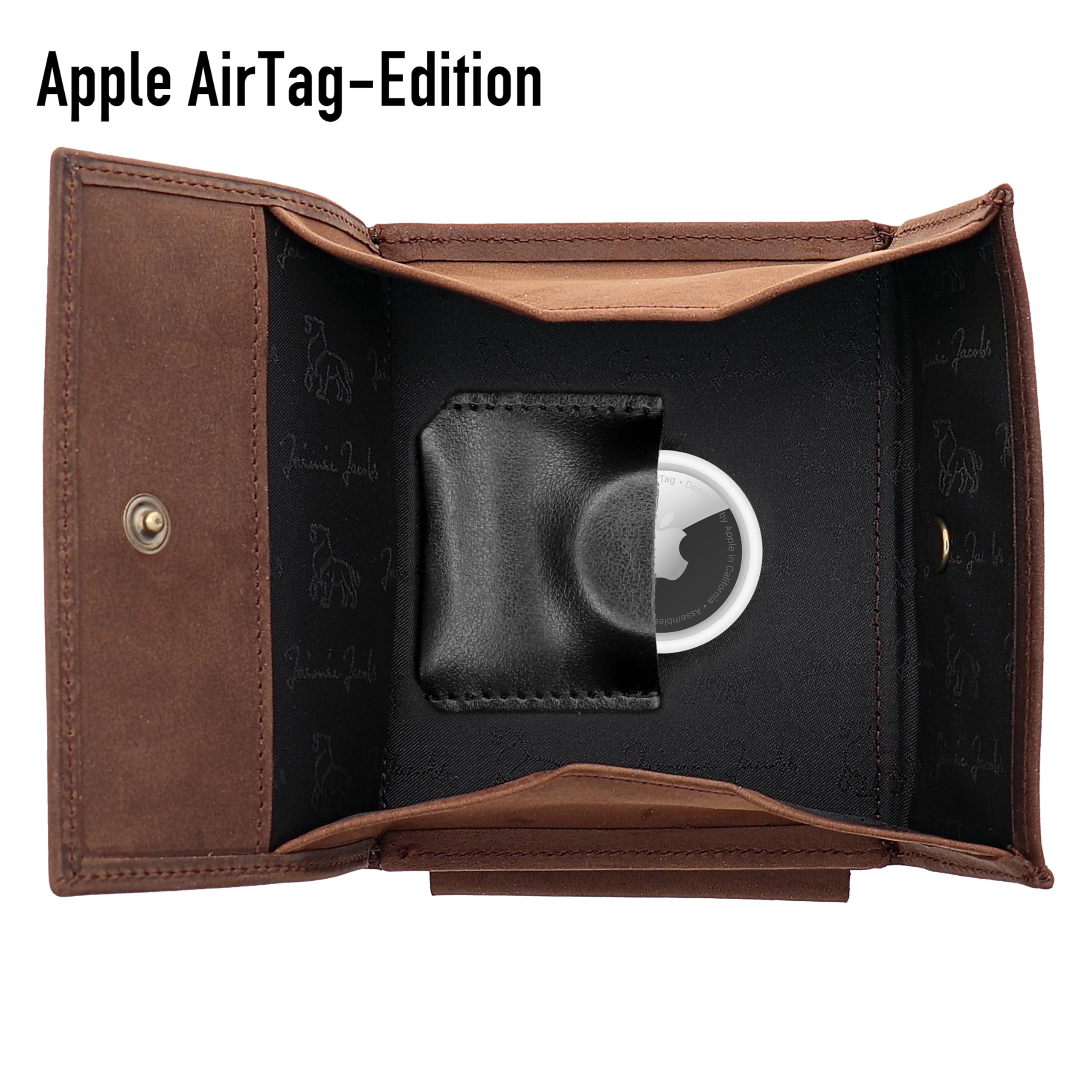 Jaimie Jacobs Flap Boy XL AirTag-Edition mit Gravur Magic Wallet mit Münzfach Leder (Büffelleder Braun)