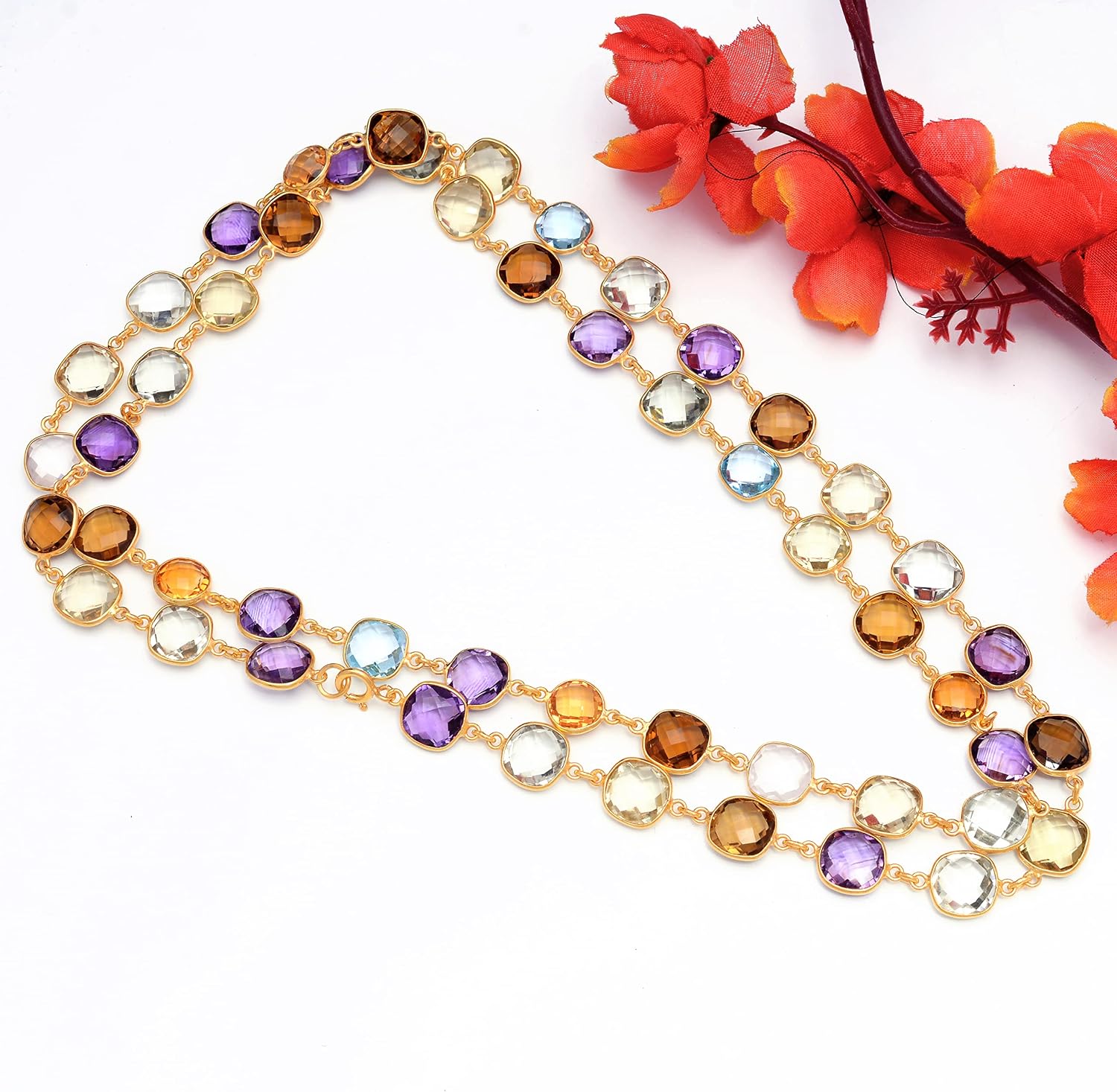 Amethyst Chain,Rose Quartz,Blue Topaz Chain,Amethyst Connector Chain,Green Amethyst Chain,Lemon Quartz Chain,Citrine Bezel Chain,Statement Necklace,Beer Quartz Chain