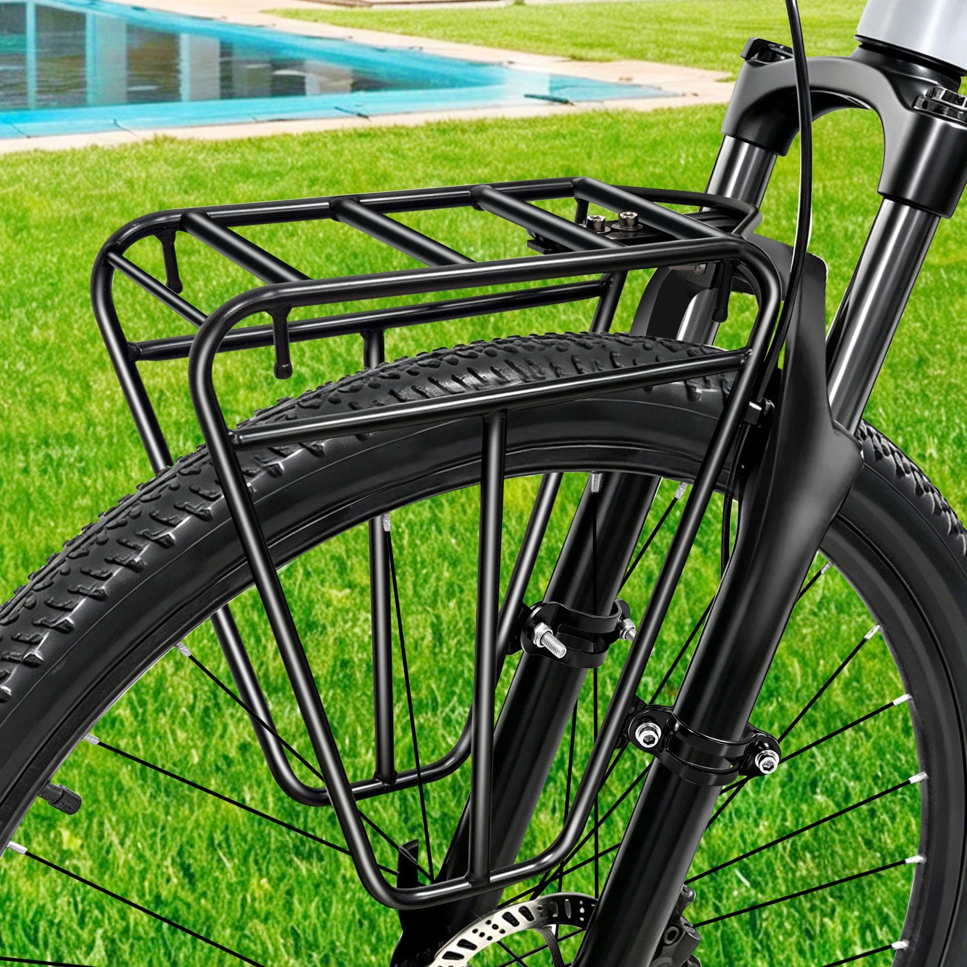 Mimoke Porte-bagages arrière pour tige de selle, porte-bagages en acier jusqu'à 25 kg, avec supports latéraux, pince réglable de 33 à 42 mm, pour vélo de ville, vélo de trekking, vélo électrique