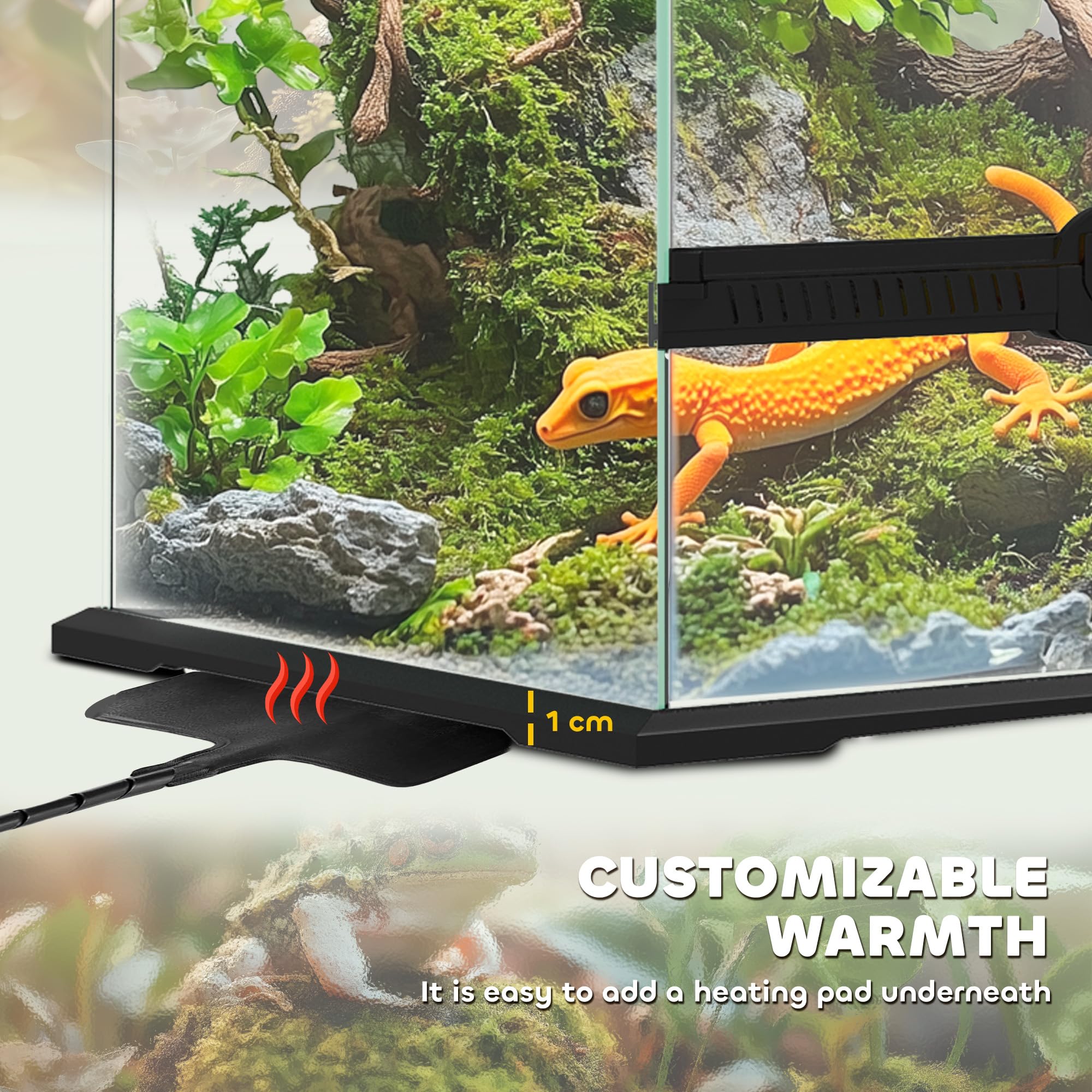PawHut Terrarium aus Glas, für Reptilien, mit Belüftung, 30 x 30 x 45 cm | 40 l, Frösche, Eidechsen, Schlangen, Schildkröten, Schildkröten