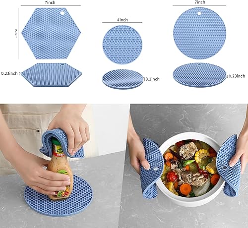 Miniatura 3 de Alfombrilla de silicona para salvamanteles, multiusos, protector de encimera de cocina, hervidor, sartén, taza, cuencos y platillos, resistente al