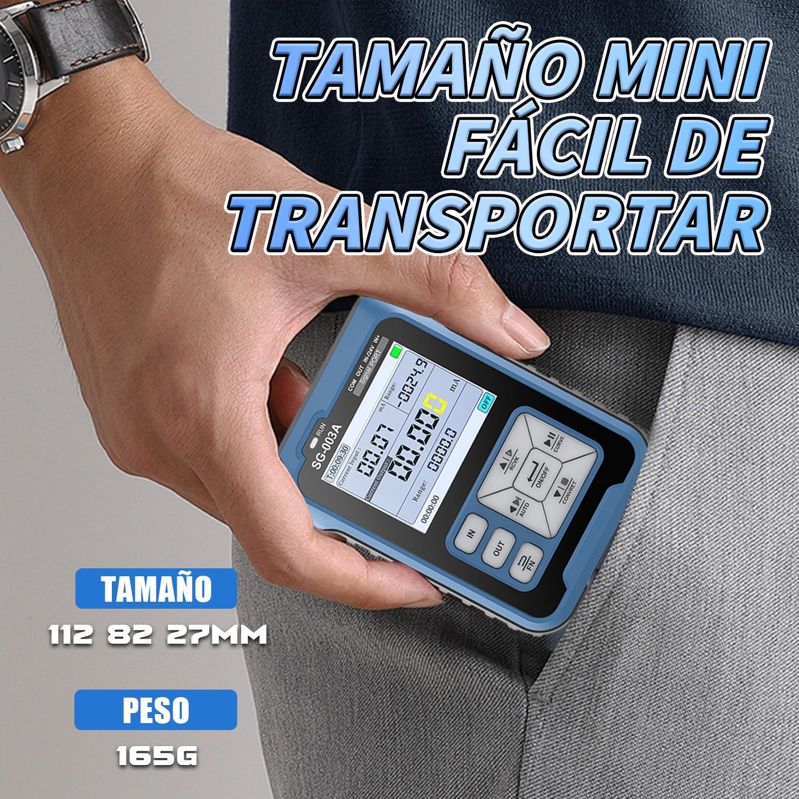 Generador De Señal Portátil SG-003A 4-20mA, Simulador de Voltaje de Corriente Ajustable 0-24V, Curvas Tiempo Real, Valores Predefinidos, Función Programable, Transmisores, Servoválvulas y PLC