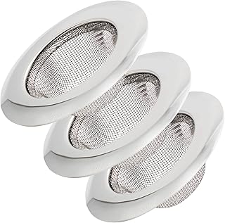 3 PCS Sink Drain Stopper, Sink Strainer with Large Wide Rim 4.5" Diameter, Stainless Steel Kitchen Sink Strainer, Mesh Sink Drain Strainer, Sink Stopper, Kitchen Sink Accessories for Anti-Clogging