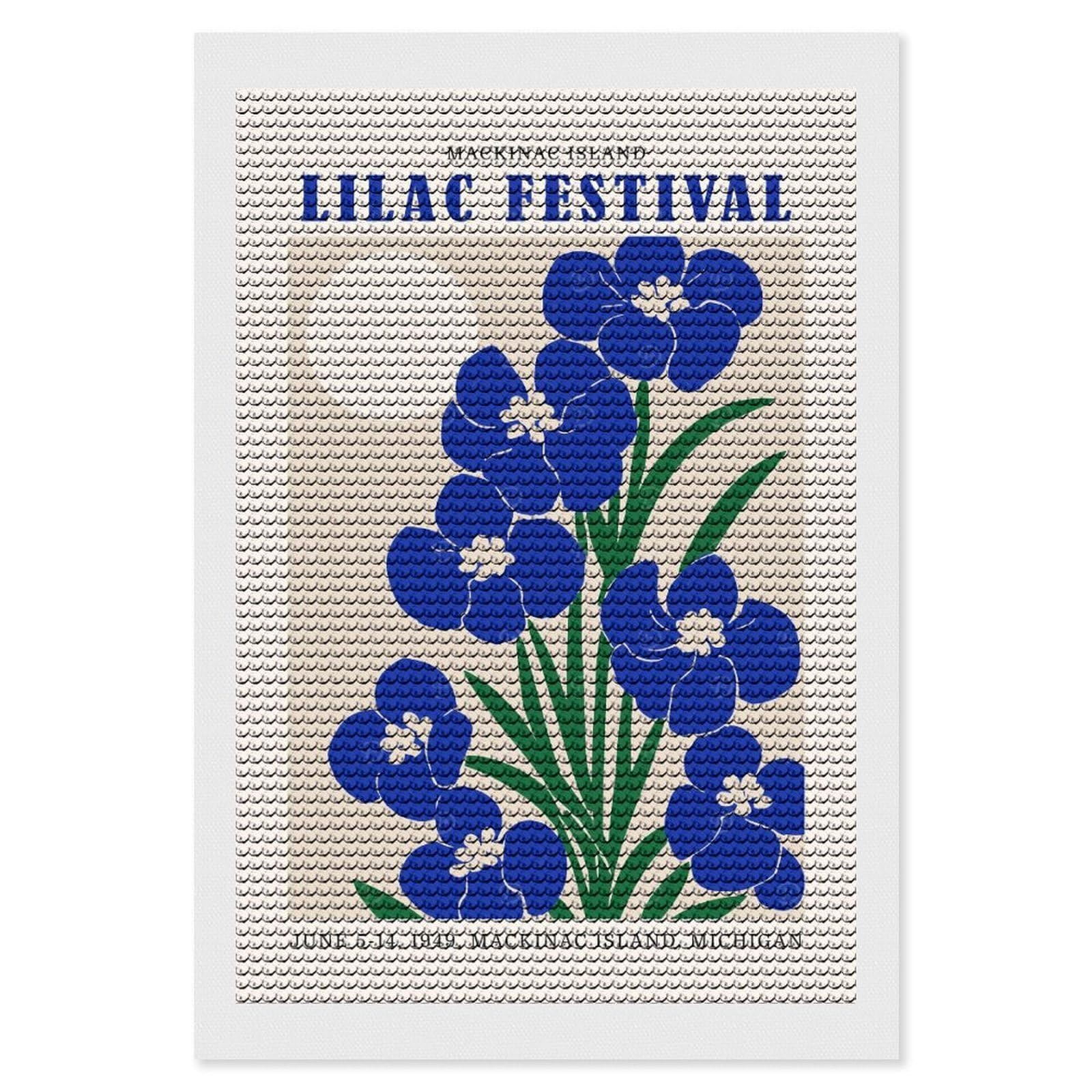 Junmoney Lilac Festival Parade Diamond Painting Set 8"x12", Stress Relief Craft, Easy to Enjoy, Vintage Style Decor, Festive Craft Gift