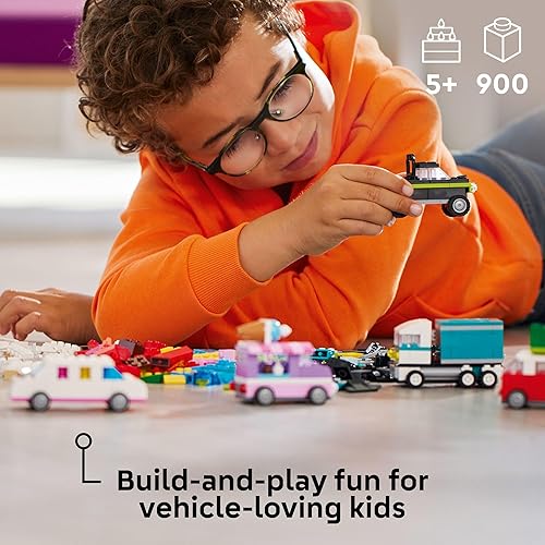 Miniatura 2 de LEGO Vehículos creativos clásicos, kit de construcción de ladrillos coloridos con camión de helados, juguete de coche de policía, autos de ciudad