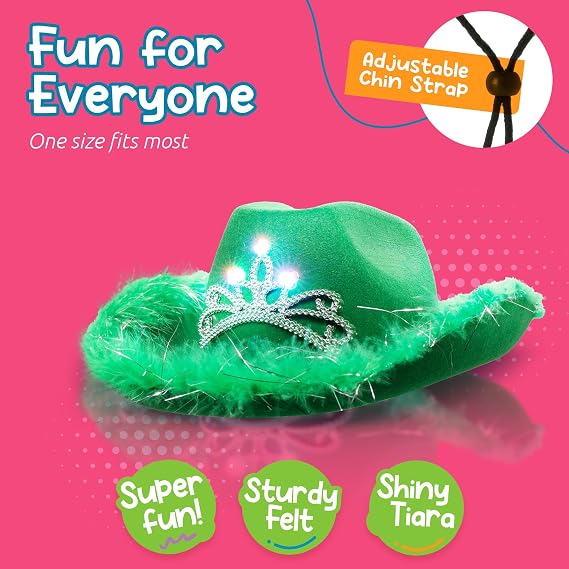 Windy City Novelties LED Light-Up Cowboy Hat with Blinking Tiara