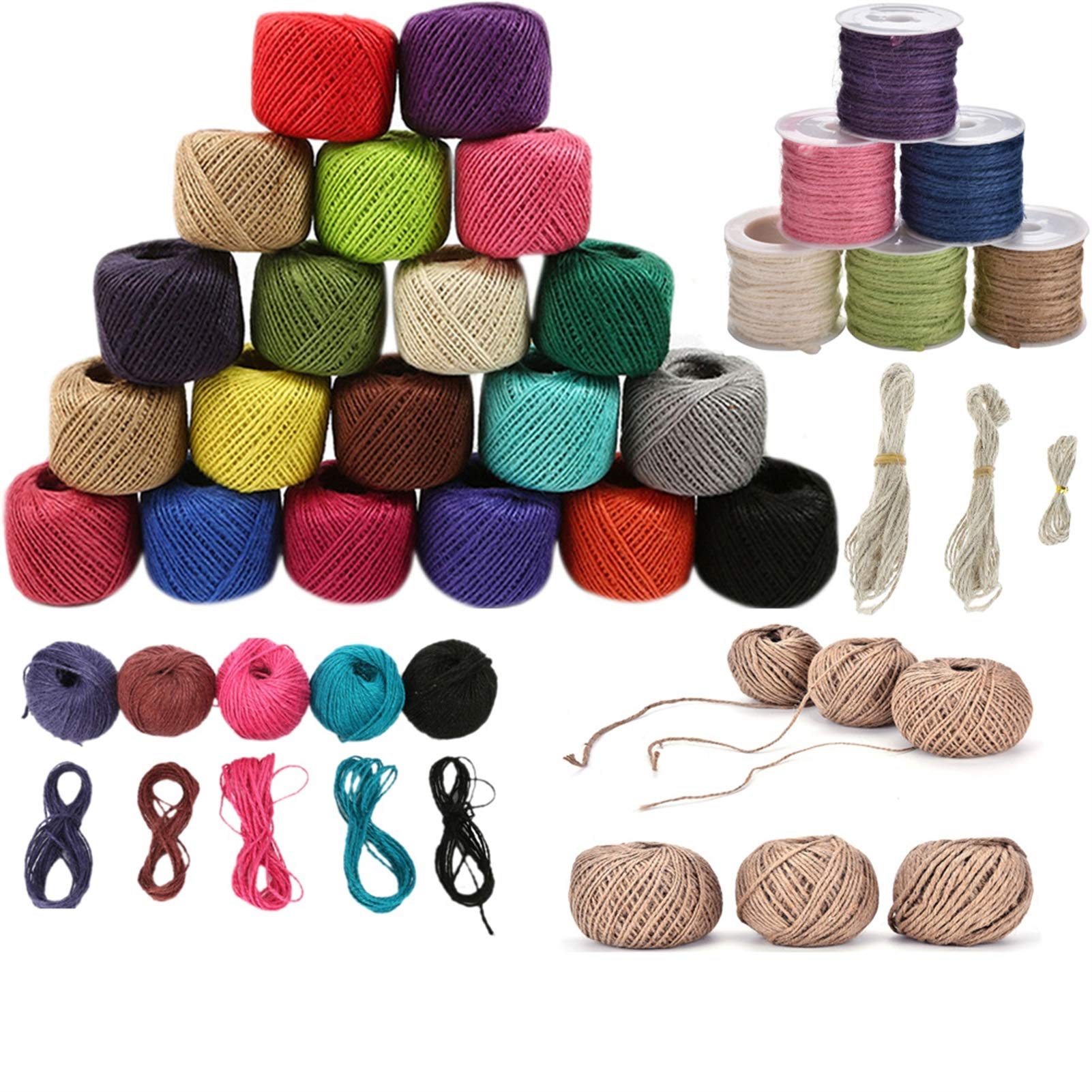 Zkenshan-Natural Jute Twine Burlap Jute Twine Natural Sisal String, Hemp Rope Rustic Packing String Christmas Wedding Party Decoration, 1 Roll, Natural Jute Fiber (Color : Style 3 OG)