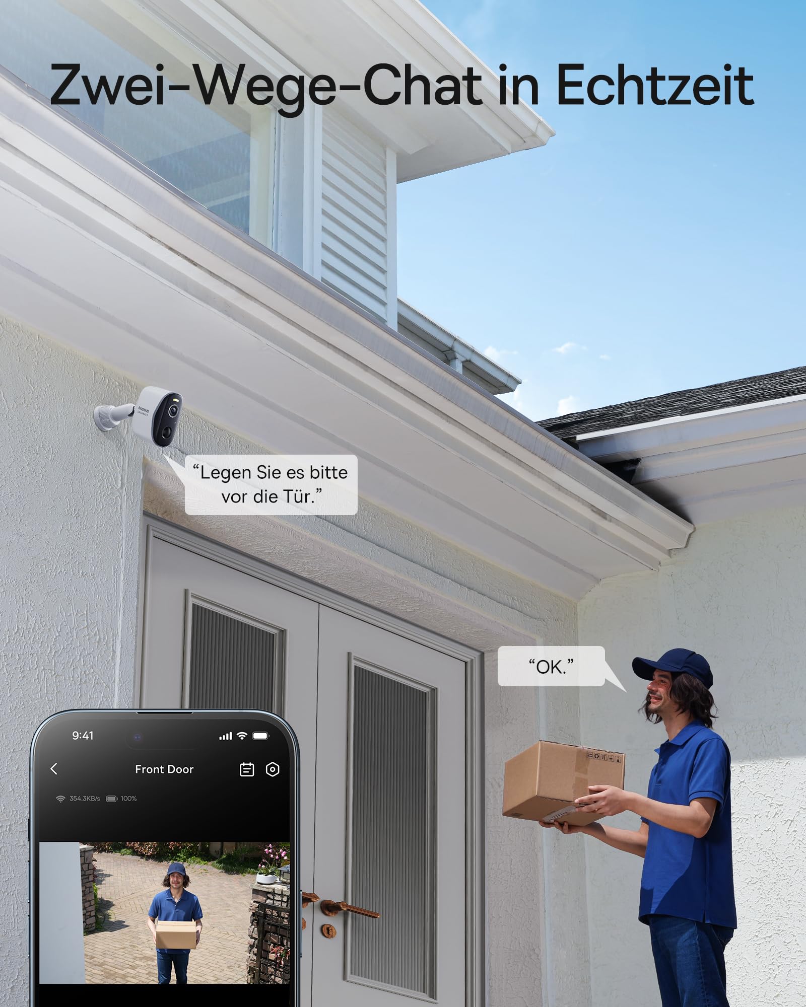 Baseus Security Überwachungskamera Aussen Akku 210Tage, 2K HD, 145 Grad, IP67 Wetterfest, Nachtsicht, Kamera Überwachung Kabellos WLAN mit Lokal Speicher, Menschen und Bewegungsmelder - N1 2-Cam Kit