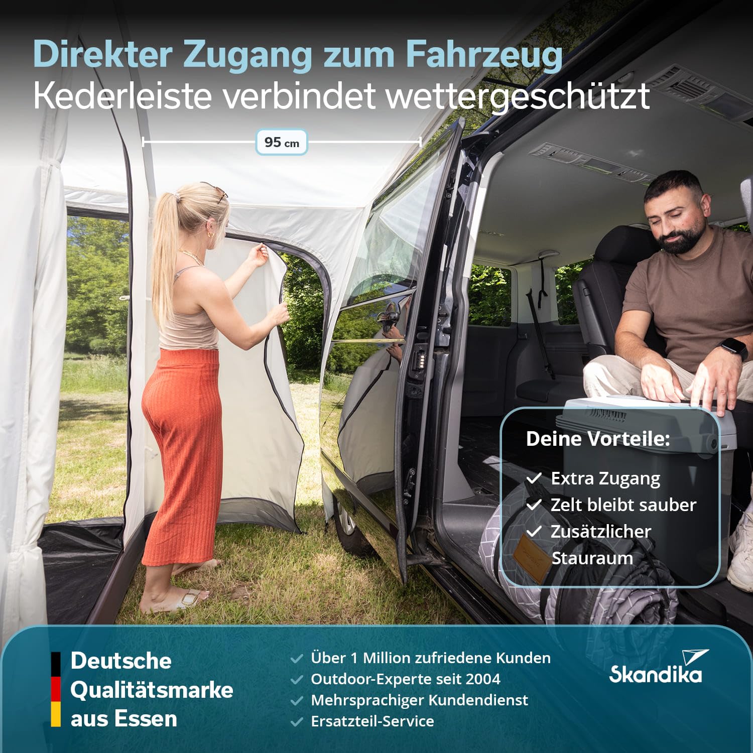 Skandika Busvorzelt Camper Tramp 2 Protect XL | Vorzelt für 2-4 Personen, eingenähter Boden, wasserdicht, 3000 mm Wassersäule, freistehend nutzbar | Zelt für Van, Minivan, Outdoor, Camping, Roadtrip