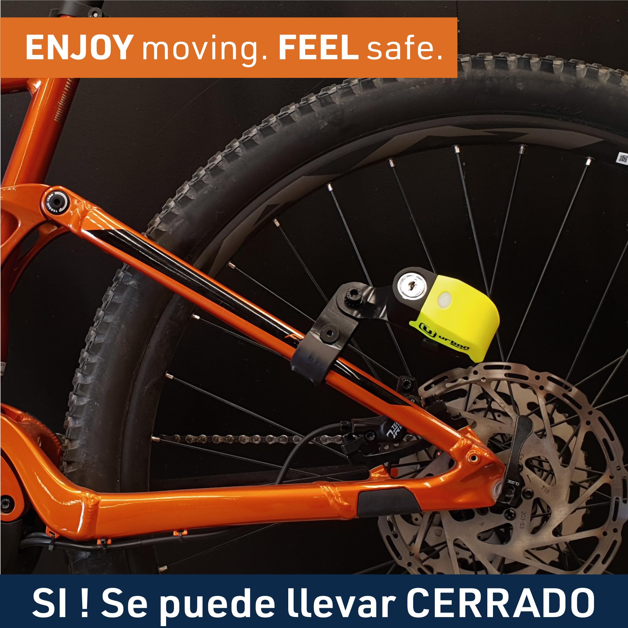 URBAN UR6 Candado Moto con Alarma Inteligente | Antirrobo Disco Más Eficaz | Hi-Tech, 120db, LED, Warning Sensibilidad A+, Pila CR2 Larga Duración, Más Impermeable, Pinza 6mm Universal Scooter Bici