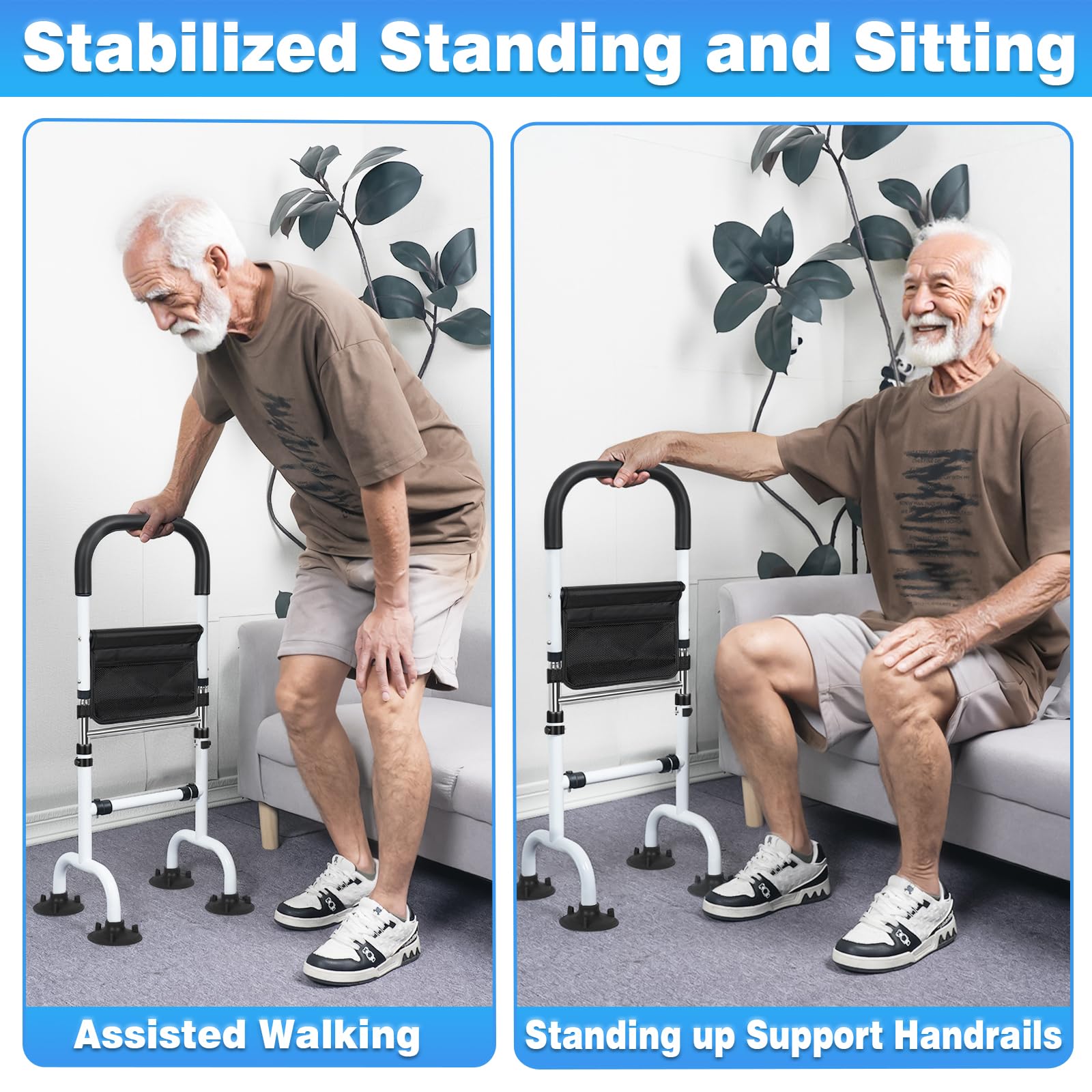 AKOZLIN Supporto per alzarsi per anziani, altezza regolabile, portata 136 kg, supporto per alzarsi e sedersi, adatto per anziani e disabili
