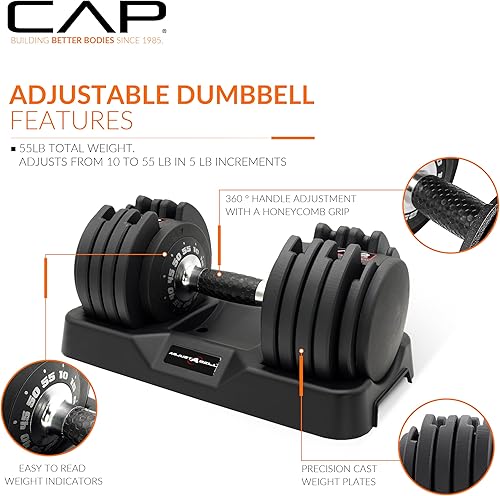 Miniatura 3 de CAP Barbell ADJUSTABELL Adjustable Round Dumbbell Weights - Singles & Pairs 12.5 lb, 25 lb & 55 lb Multiple Handle Options