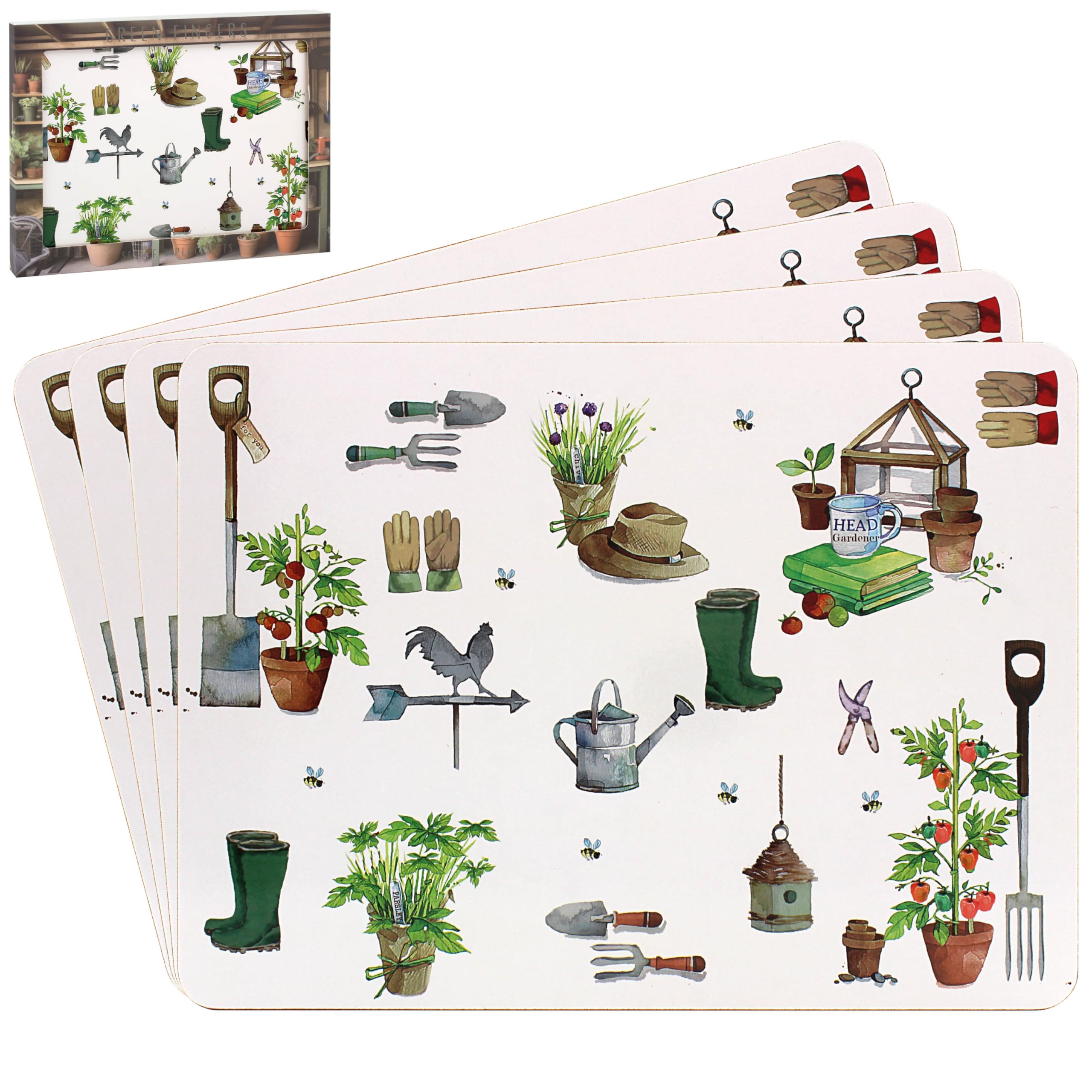 The Leonardo Collection Green Fingers Placemats Set Of 4 For Dining | Ideal Kitchen Mats Non Slip Washable Place Mats For Table | Easy To Clean Table Mats For Dinner Plates & Any Time Meal