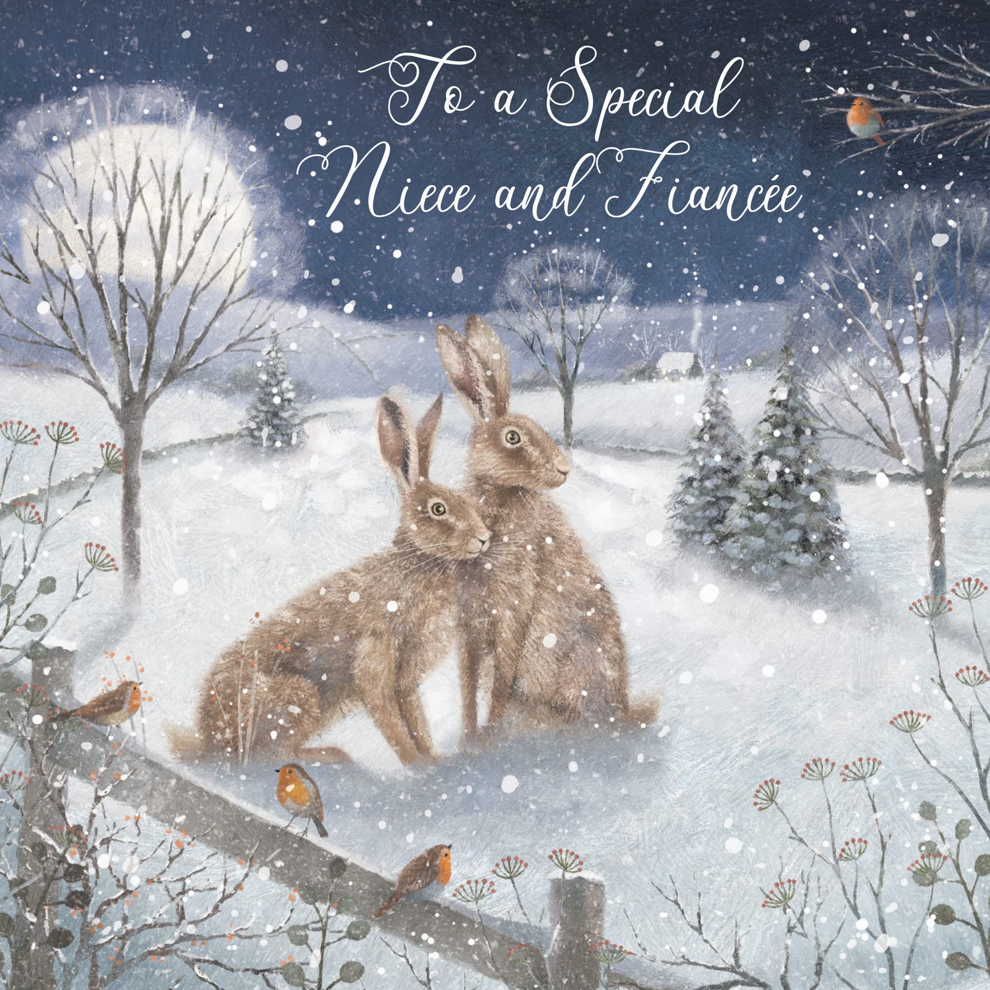 Hunts England, Niece And Fiancée Christmas Card, 'Snowy Hares', To A Special Niece & Fiancée, Milo's Gallery Collection - Image 2