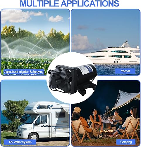 Miniatura 7 de Tdrsuper Bomba de presión de agua, bomba de diafragma de agua de 110 V CA, 5.5 GPM 75 PSI con enchufe de alimentación, bomba de agua autocebante