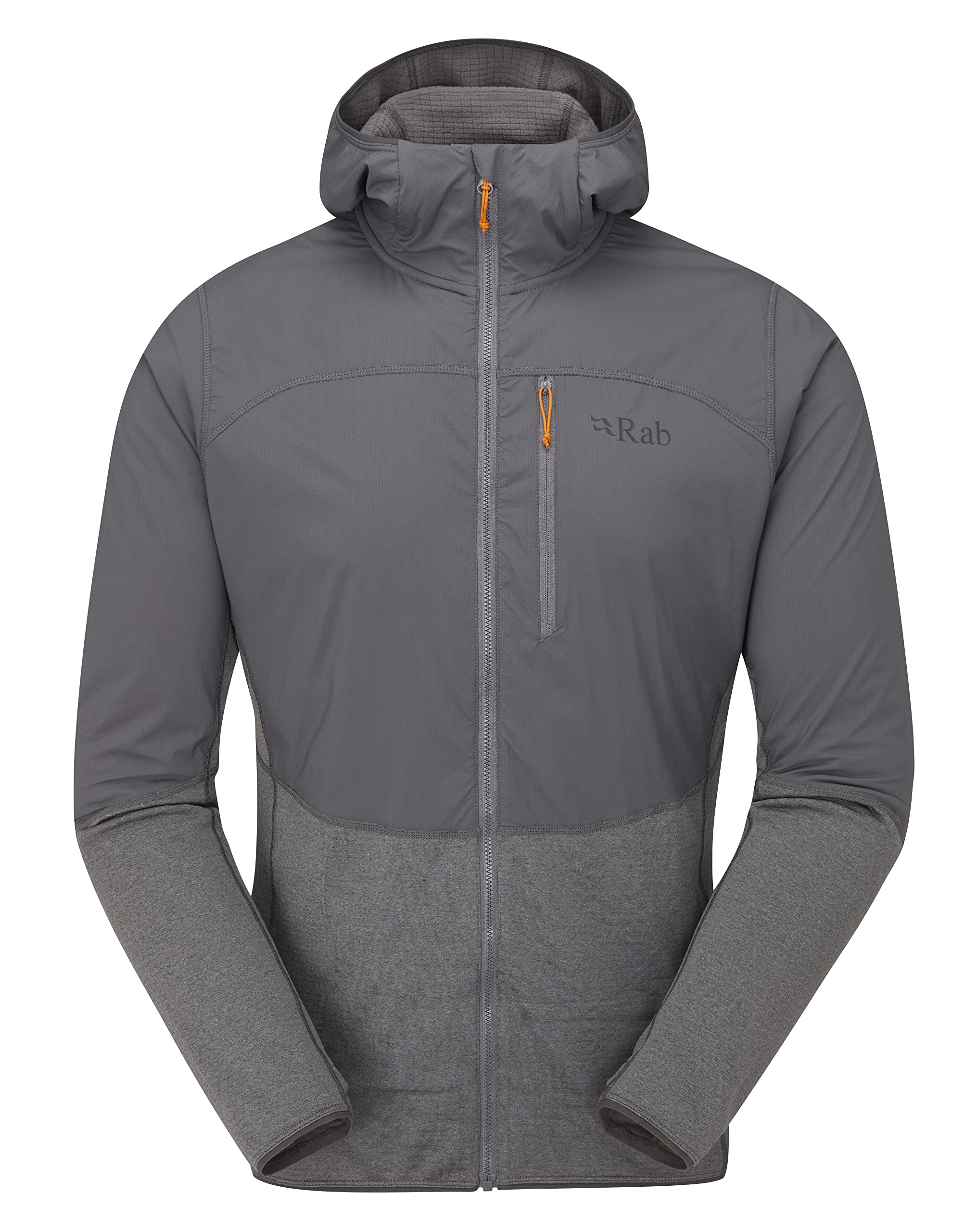 Rab Men's Ascendor Summit Full-Zip Lightweight Hooded Fleece Jacket for Climbing, Hiking, & Mountaineering - Graphene - Medium