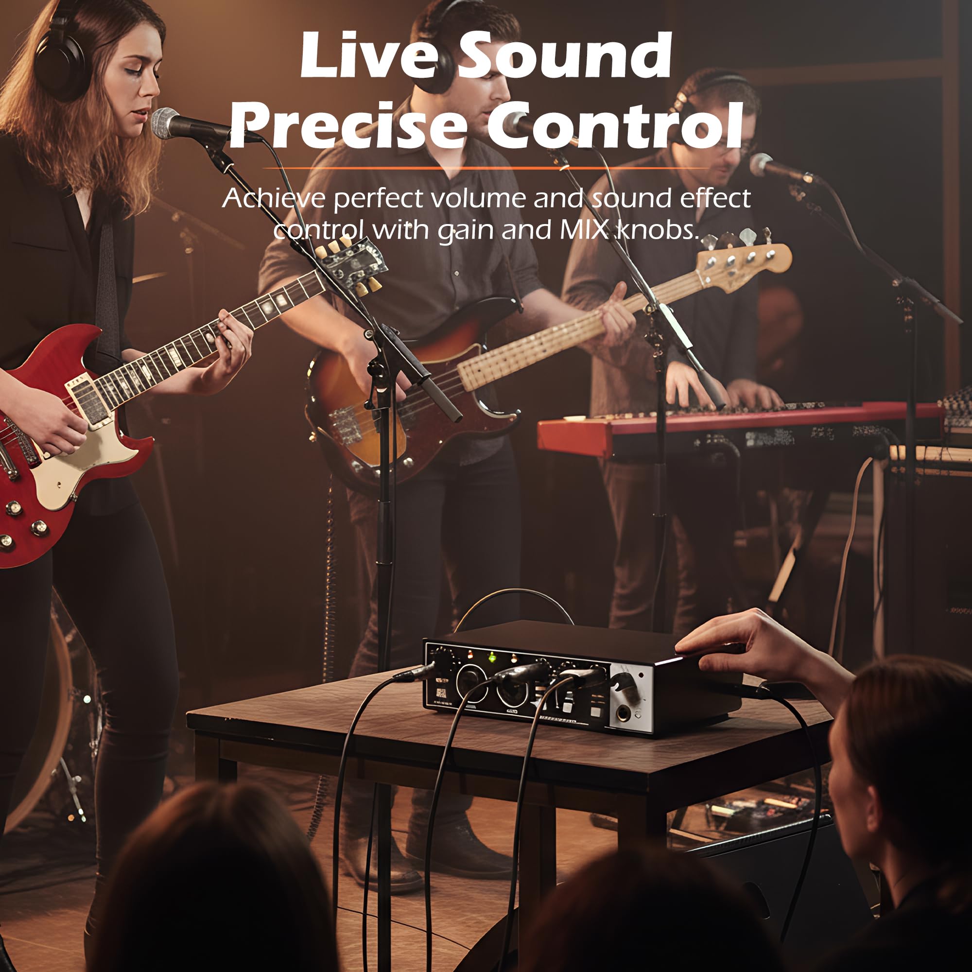 Interfaccia audio USB per la registrazione del PC, interfaccia audio del computer a 24 bit/192 kHz per la registrazione di musica, 48 V Phantom Power Music Recording Studio Apparecchiature da studio
