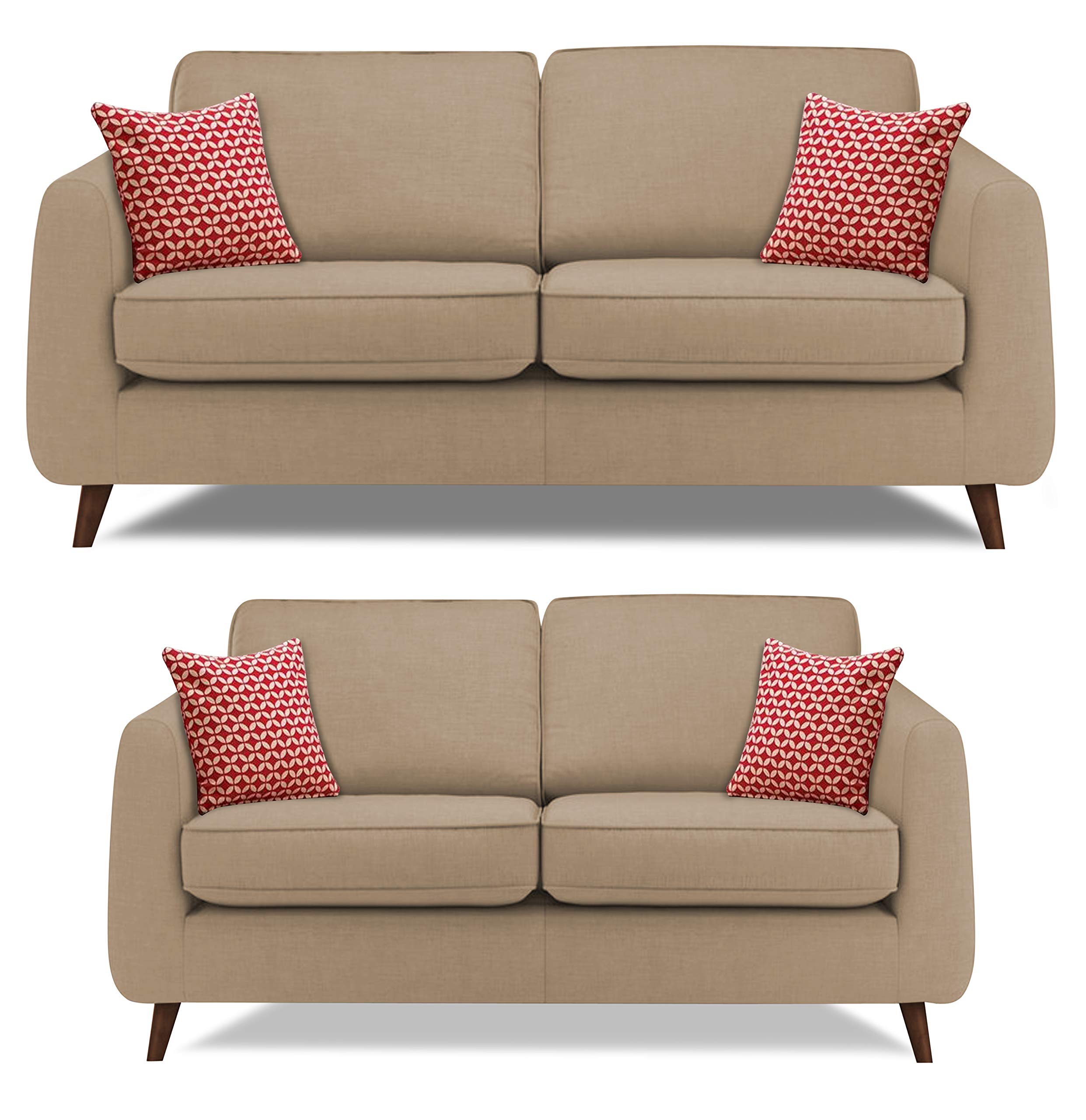 SofaArchitect (3 Years Warranty) Harlem 5 Seater 3+2 Fabric Sofa Set (Beige)