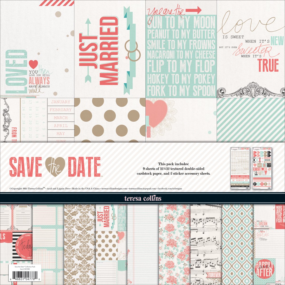 Teresa Collins Save The Date Collection Pack, 12 by 12-Inch