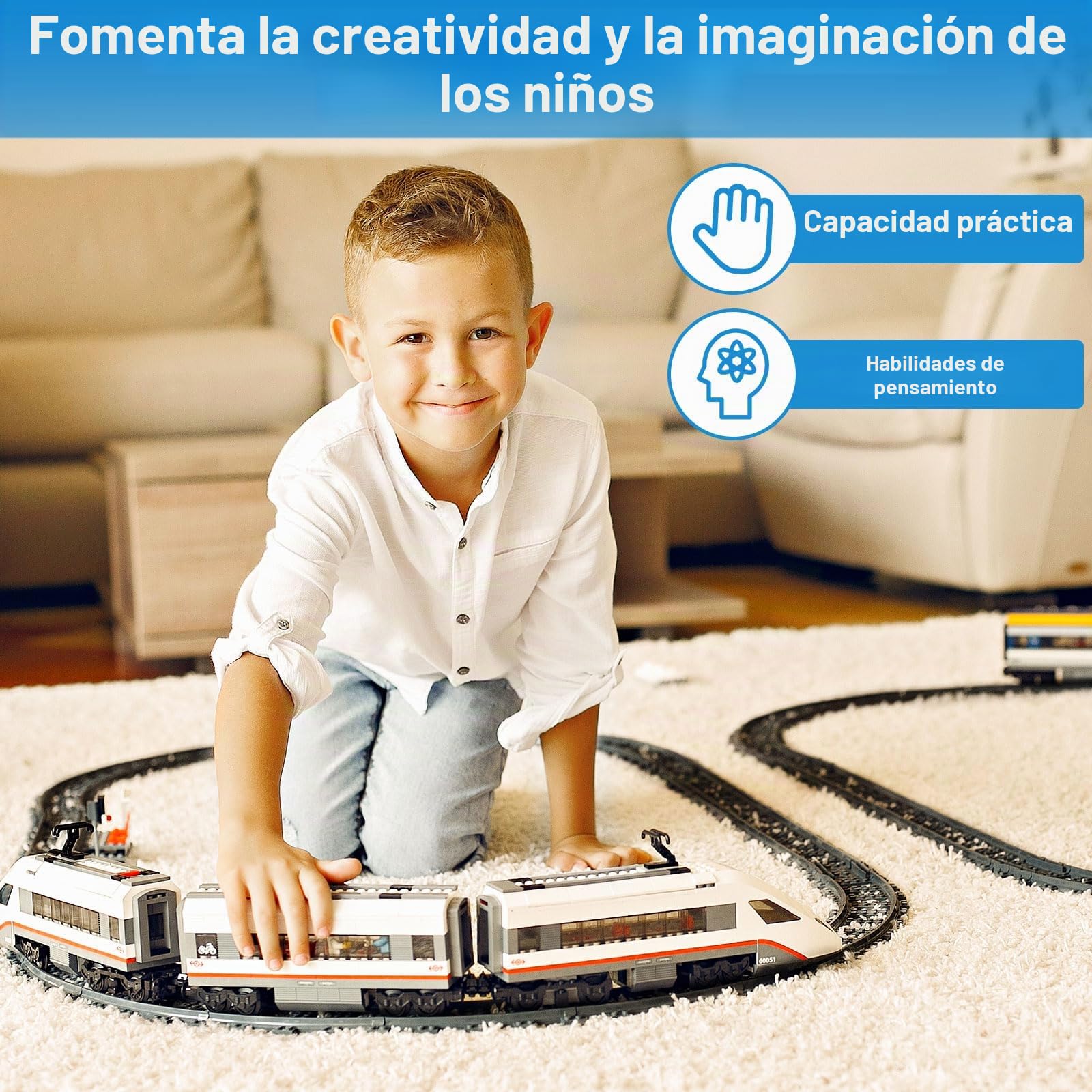 54 Piezas City Vías para Tren de Juguete, Vias de Tren Juguete, Vías de Tren Rieles de la Ciudad, Incluyendo Vía Transversal, Recta, Curva, Idea de Regalo para Niñas y Niños