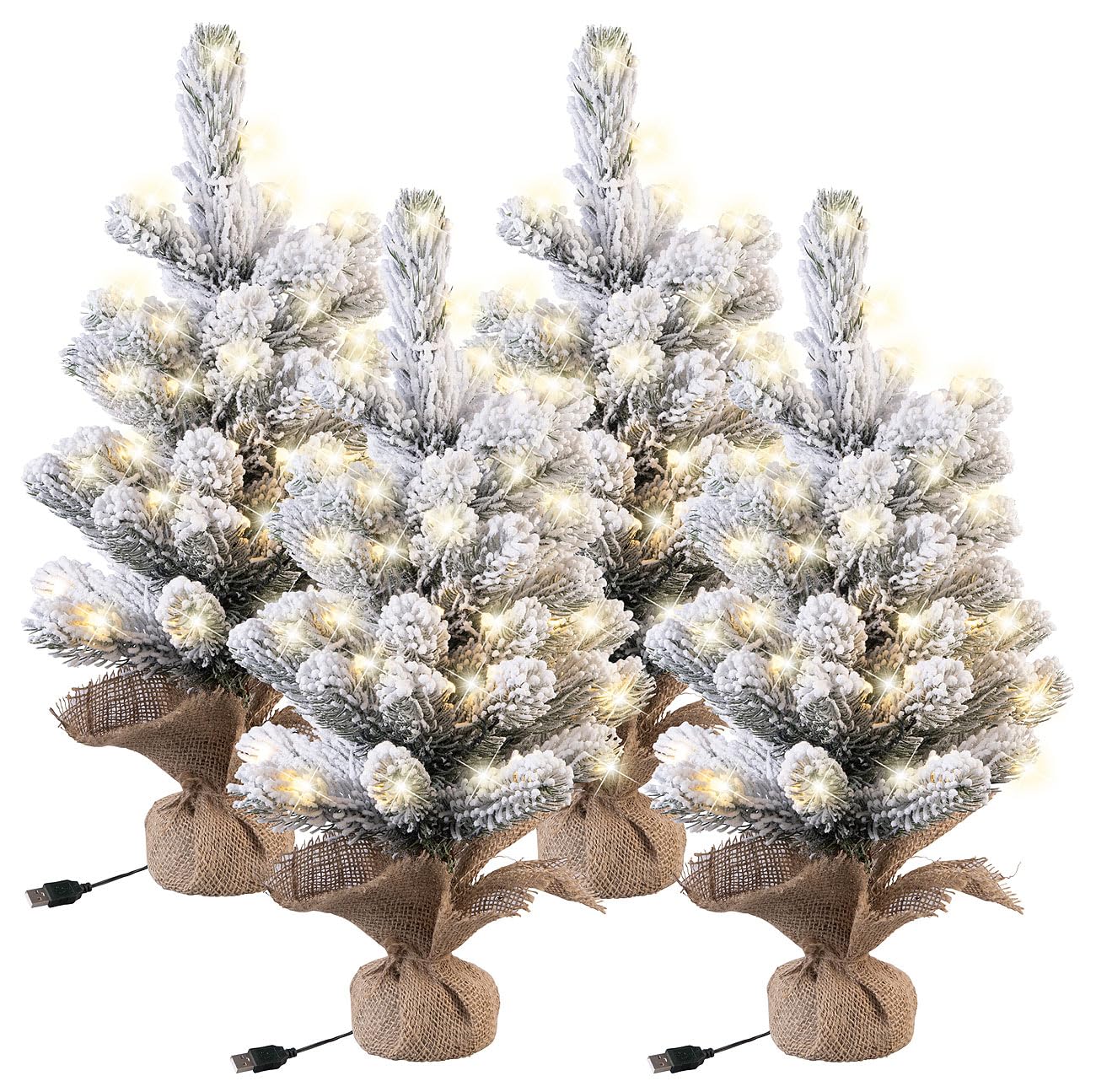 infactory Dekoracyjna choinka świąteczna z śniegiem, 50 diod LED, 56 cm