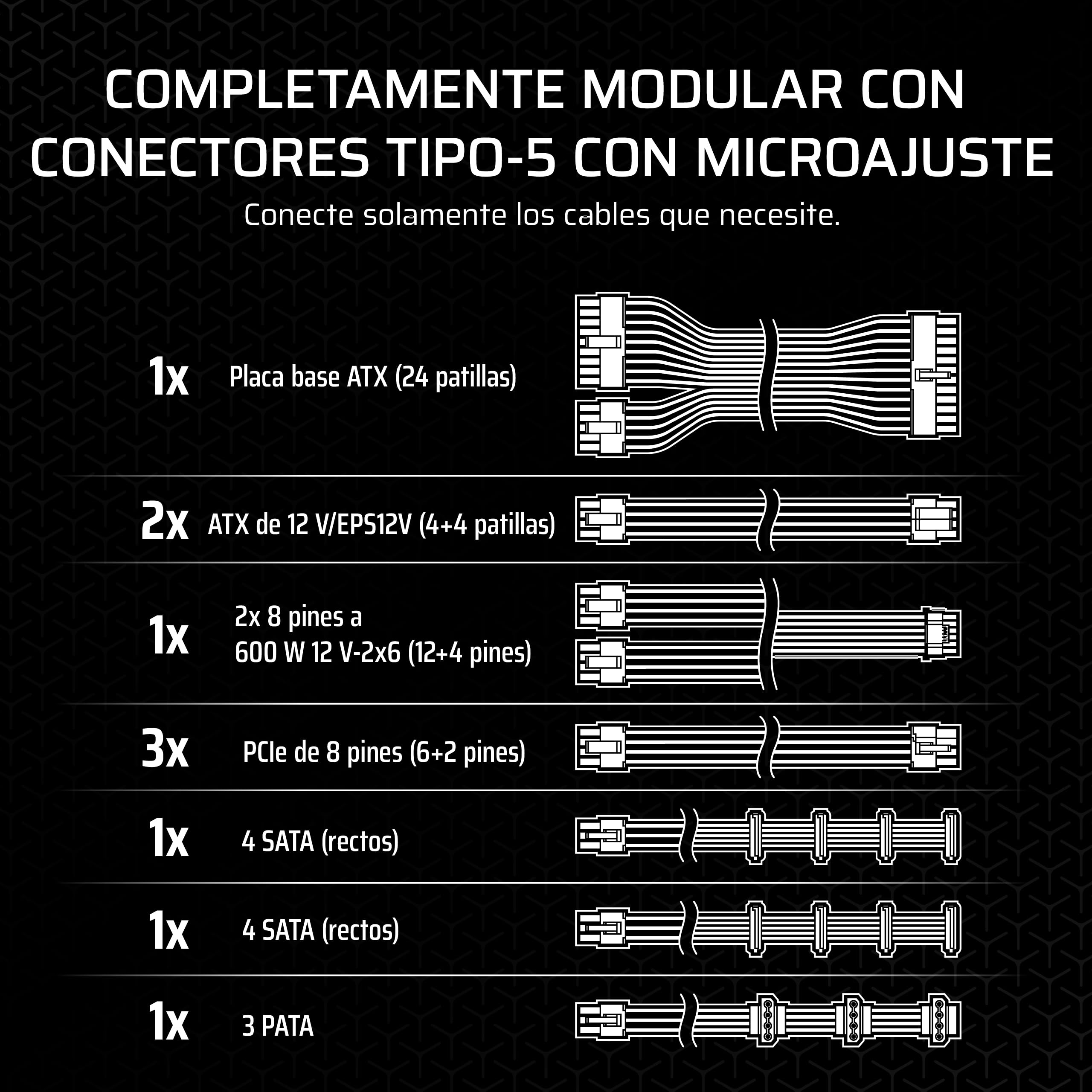 CORSAIR SF850 (2024) Fuente de Alimentación ATX Totalmente Modular de Bajo Ruido 80 Plus Platinum – Compatible con ATX 3.1 – Preparada para PCIe 5.1 - Negro
