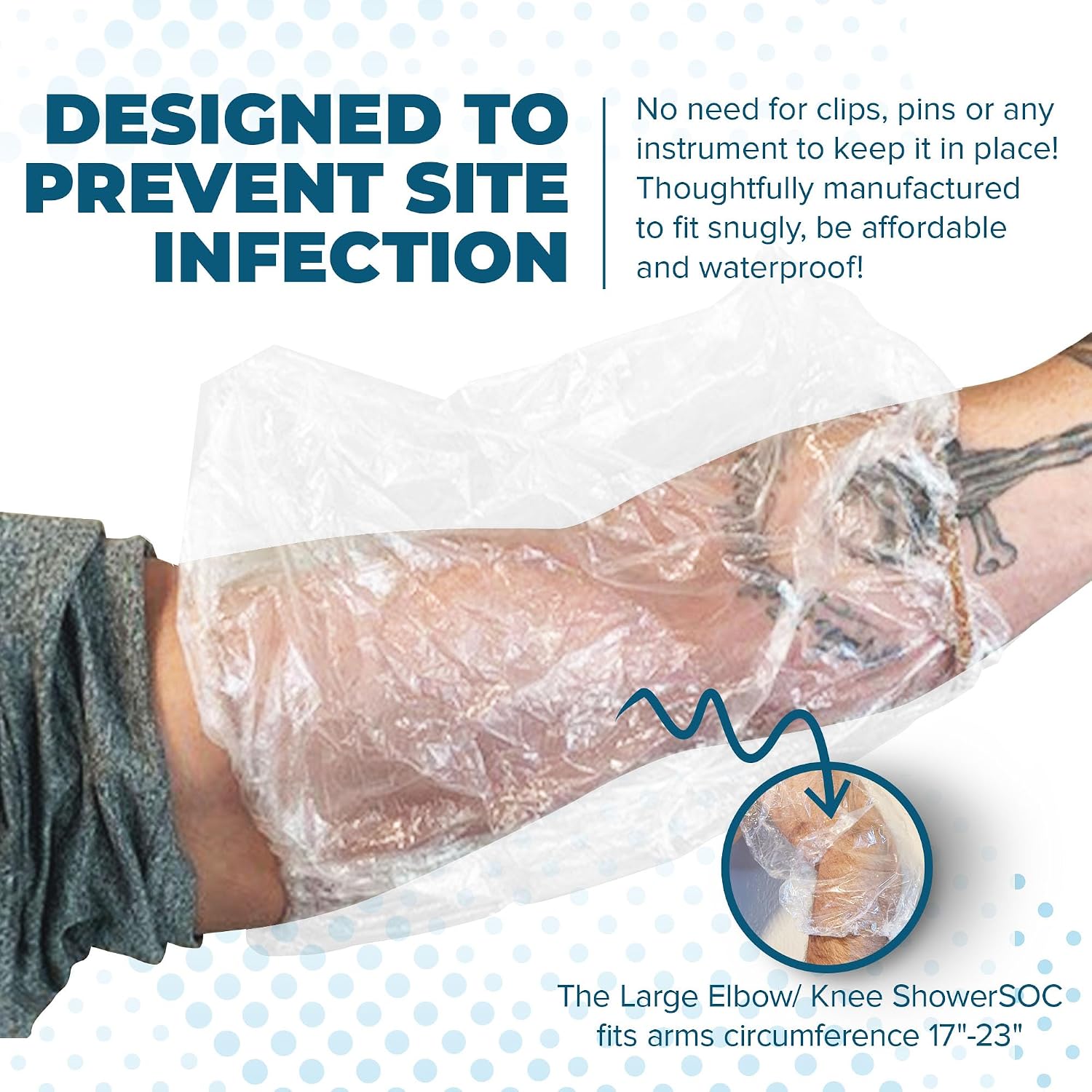PICC Line Shower Cover - 25 Pack Large (17-24") Waterproof Dressing Protector IV Lines Catheters Disposable Protection - ShowerSOC