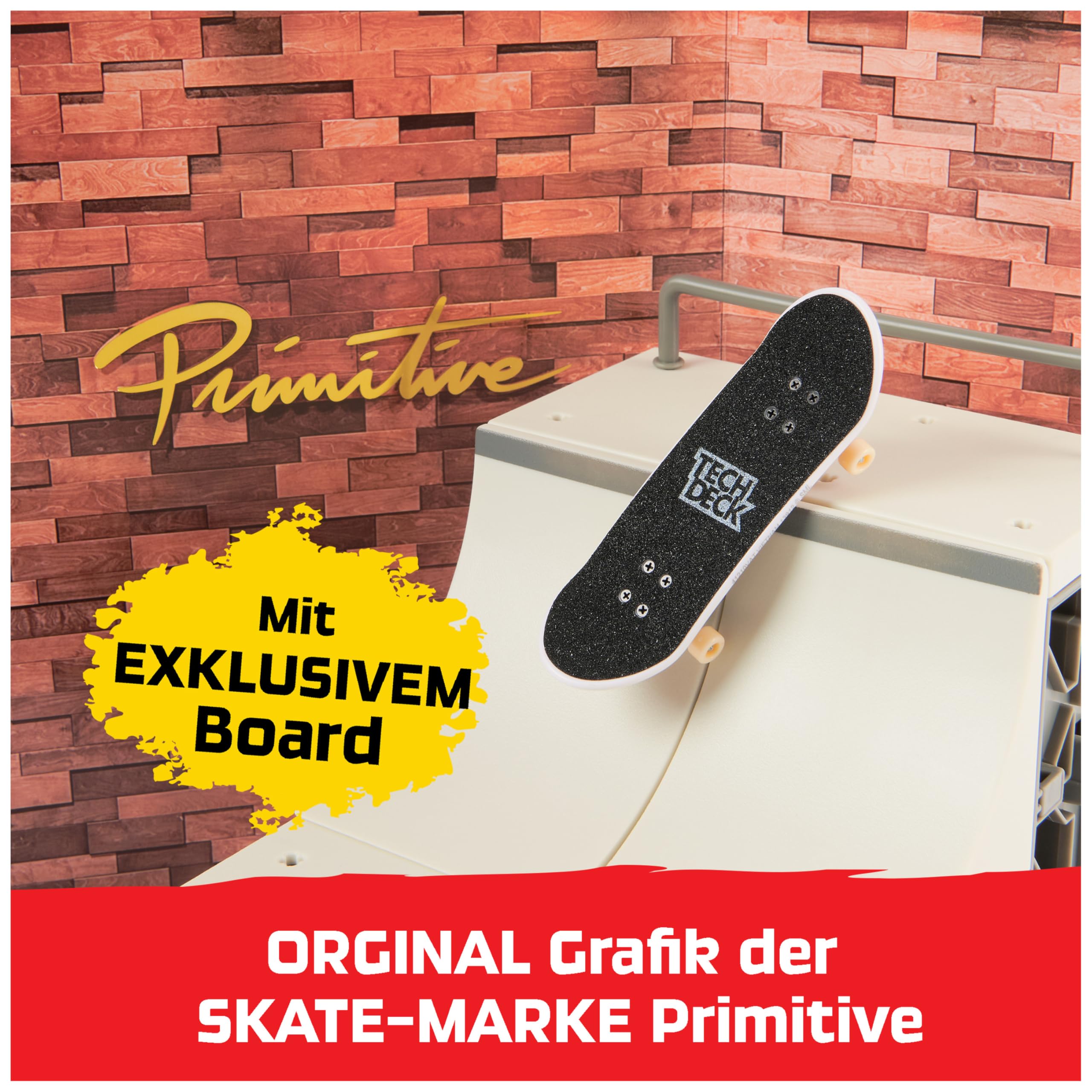 Tech Deck - Primitive Skate Park, Finger-Skateboard-Rampe mit authentischem Fingerboard, Signature-Set des Skateboard-Profis Paul Rodriguez, X-Connect-Stecksystem, umfangreiches Zubehör, ab 6 Jahren