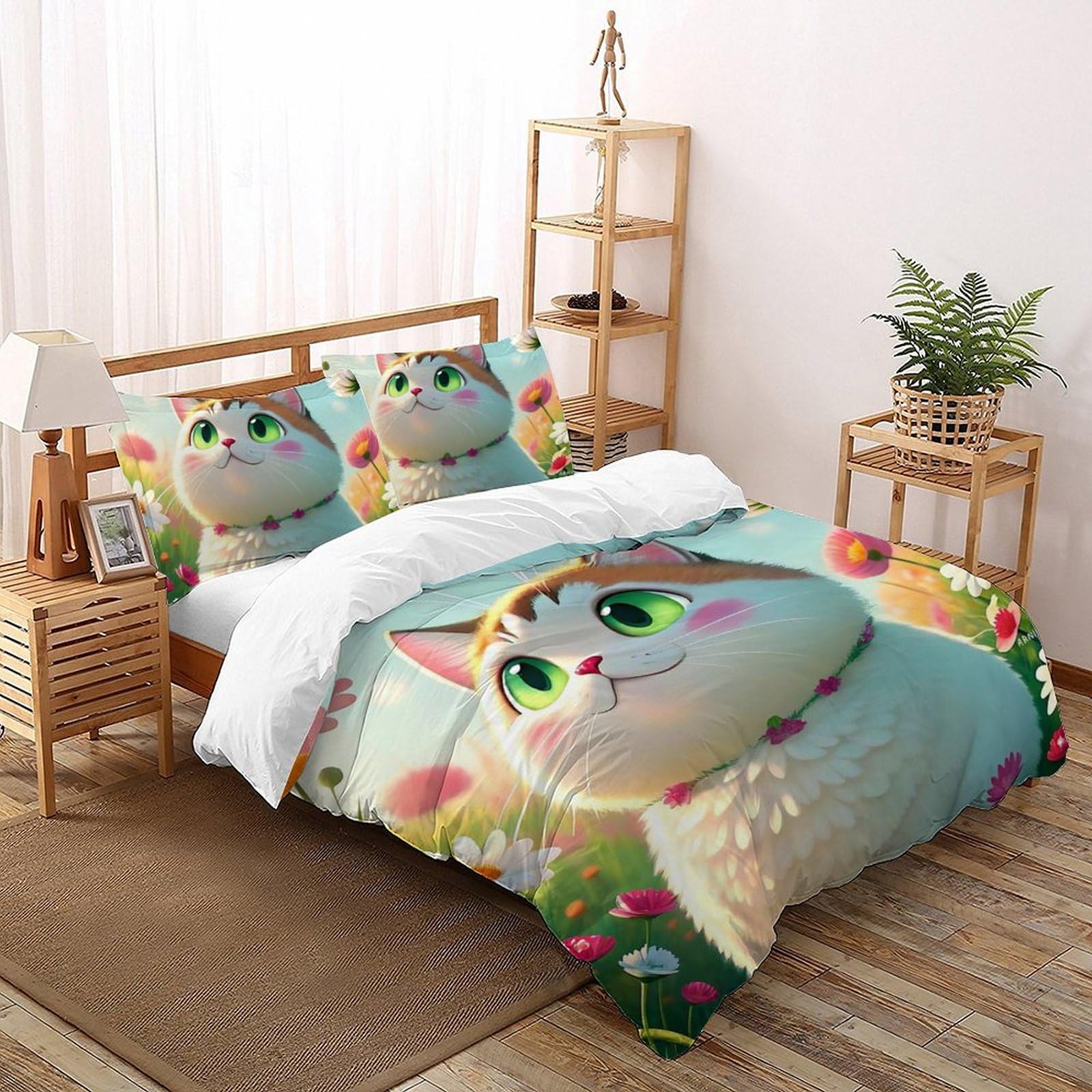 Housse de couette chat 200x200cm pour des nuits douces et magiques
