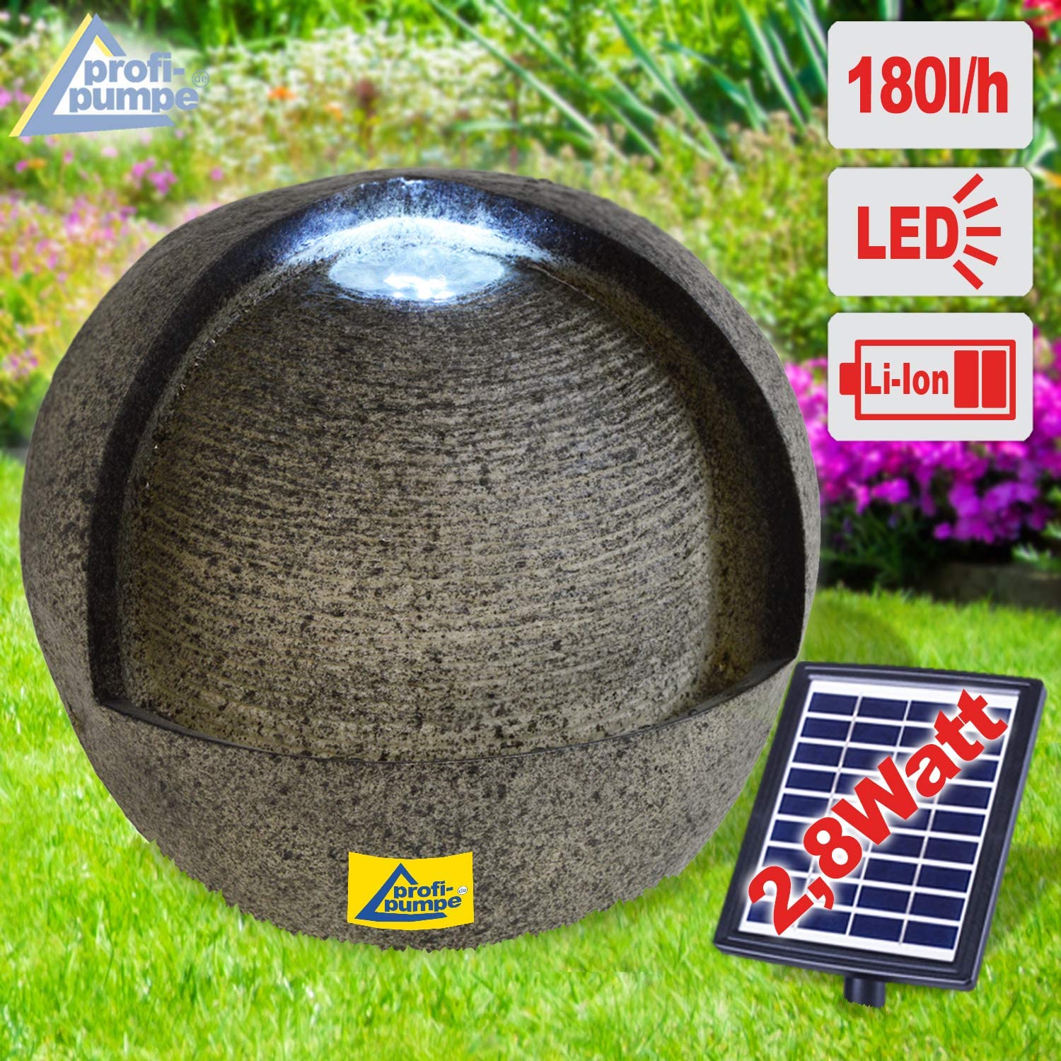 Fuente de jardín Solar Moderna Redonda al Aire Libre LED | Fuente de Vida