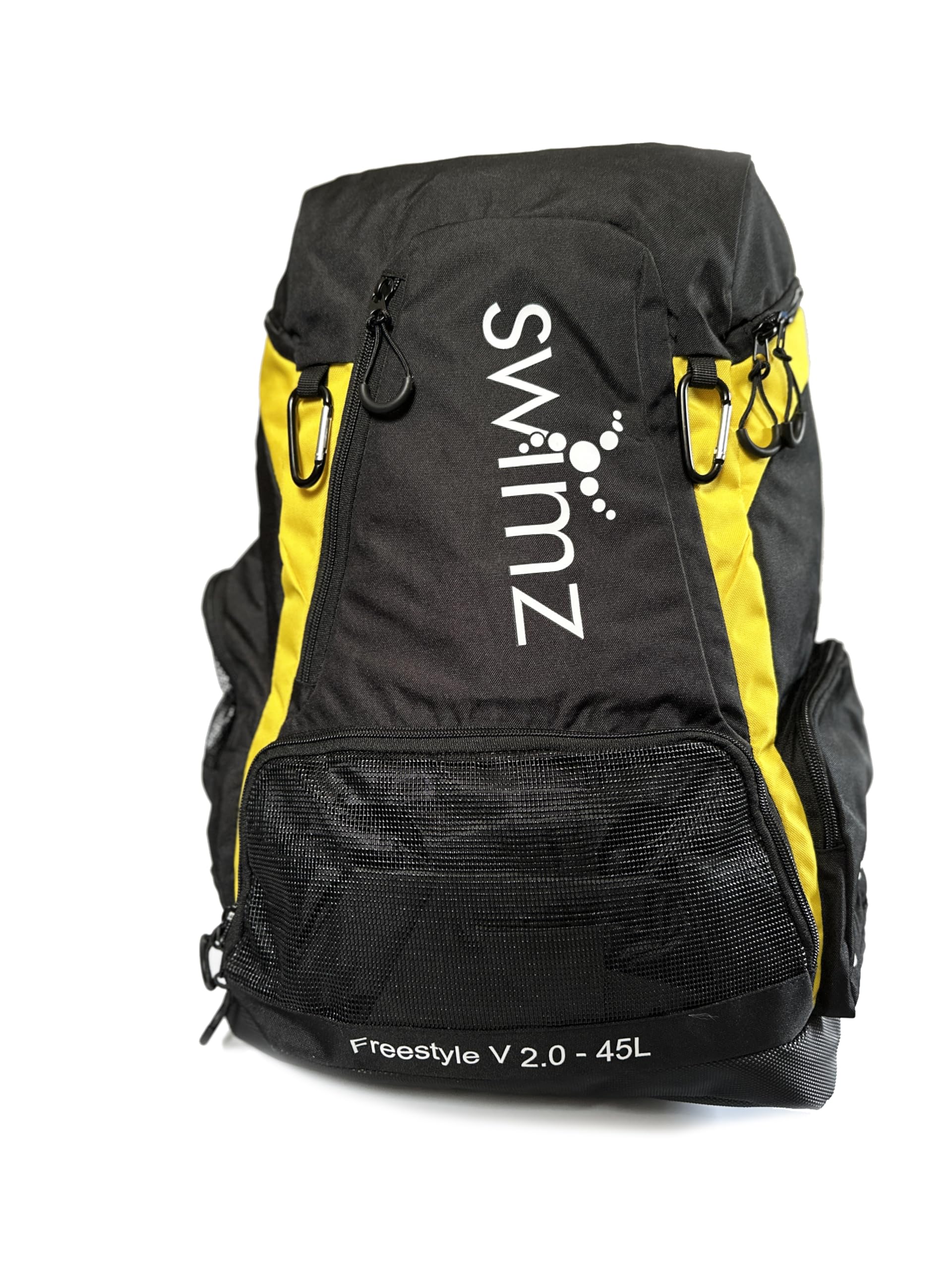 Swimz Freestyle Backpack V2.0 – 45L Capacity Swimming Club & Sports Bag with Wet Pocket (Black/Yellow)