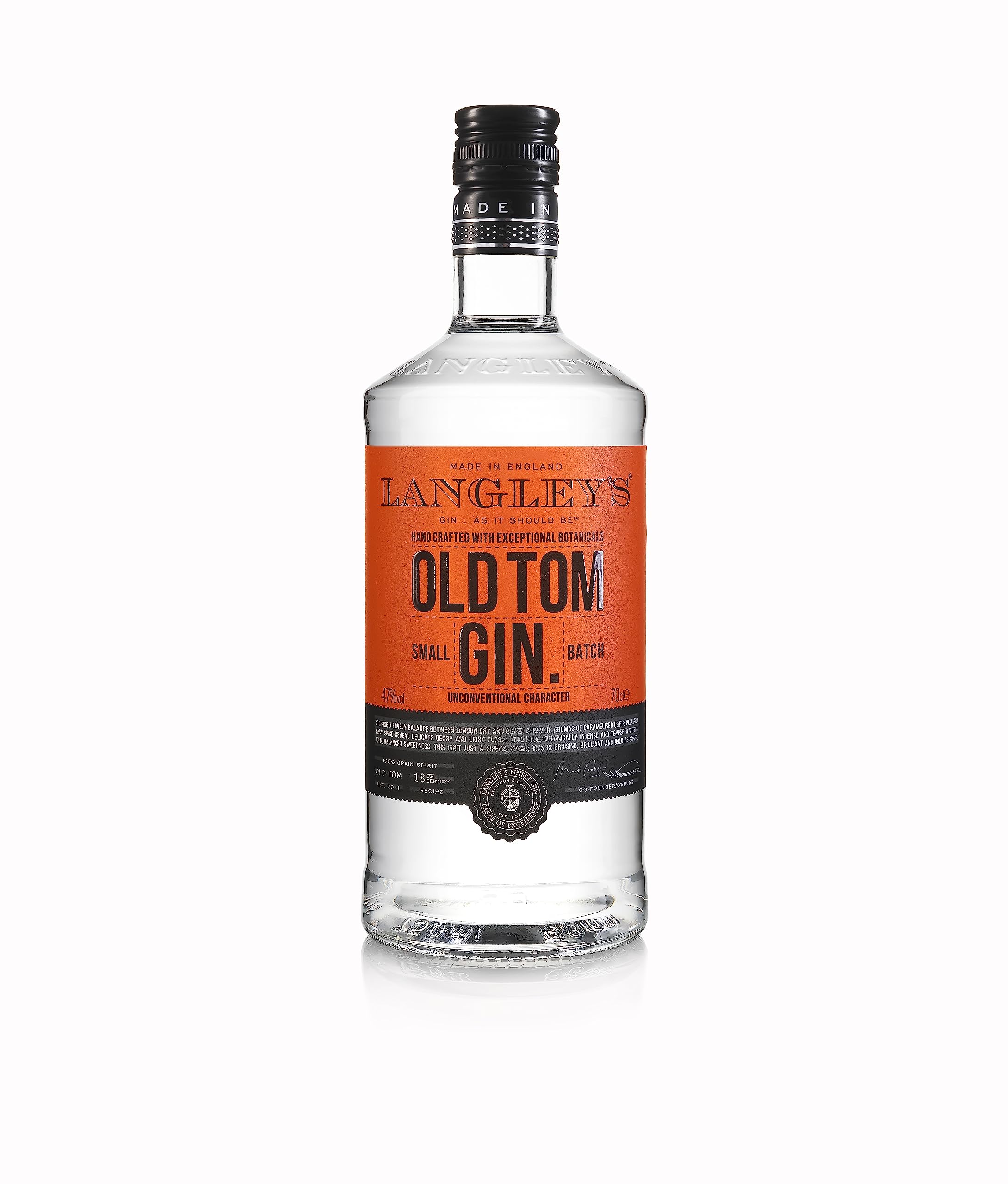Langley's Old Tom Gin Export Strength Gin 700ml | Citrus, Subtle Sweetness, Smooth Flavoured Gin | 47% ABV | Premium English Gin