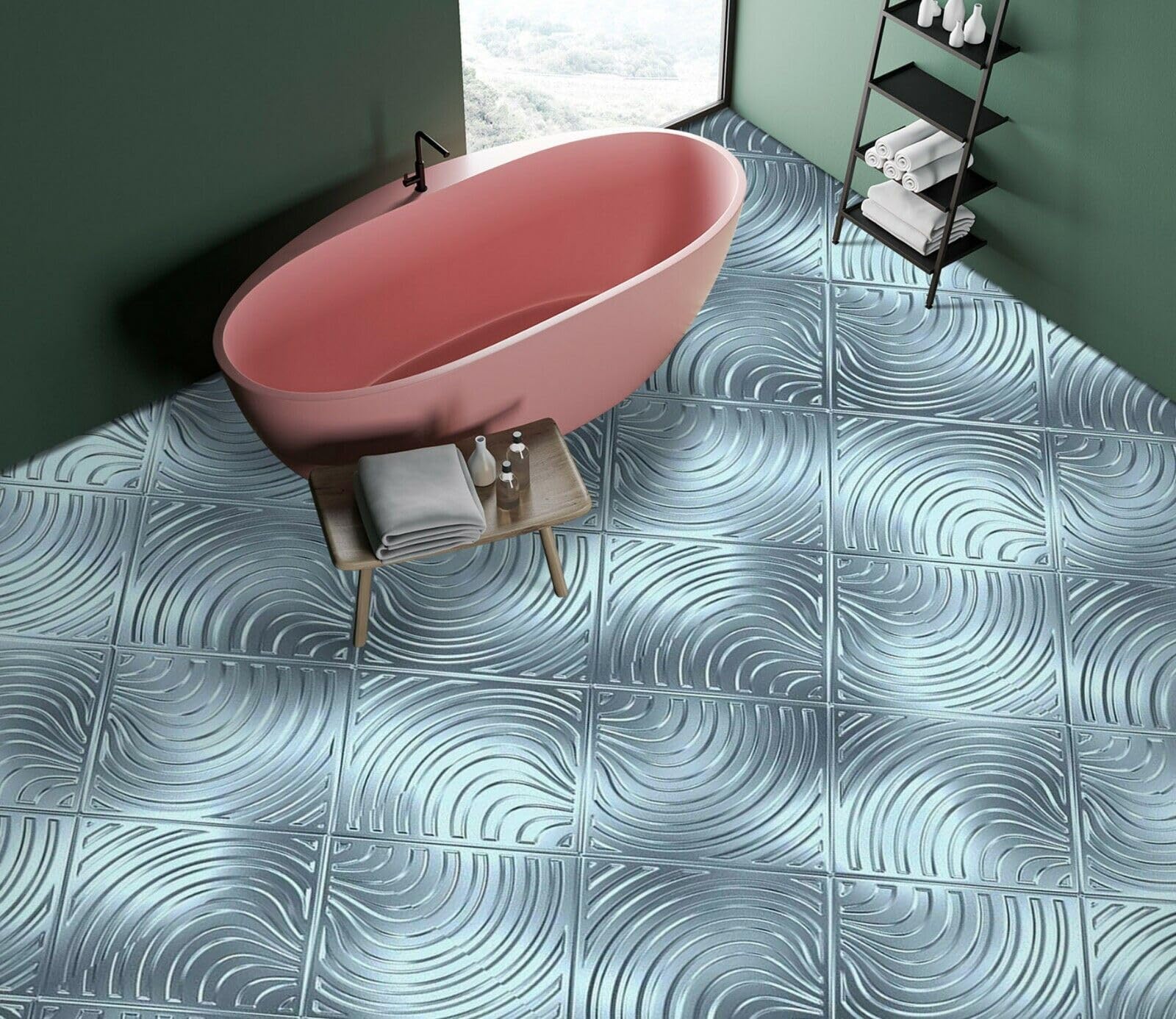 Cartel De Decoración De Piso Murales de papel pintado de suelo con textura azul 3D, 250 * 175 cm 3D Murales Pegatinas Cuarto de baño Vinilo autoadhesivo Papel tapiz