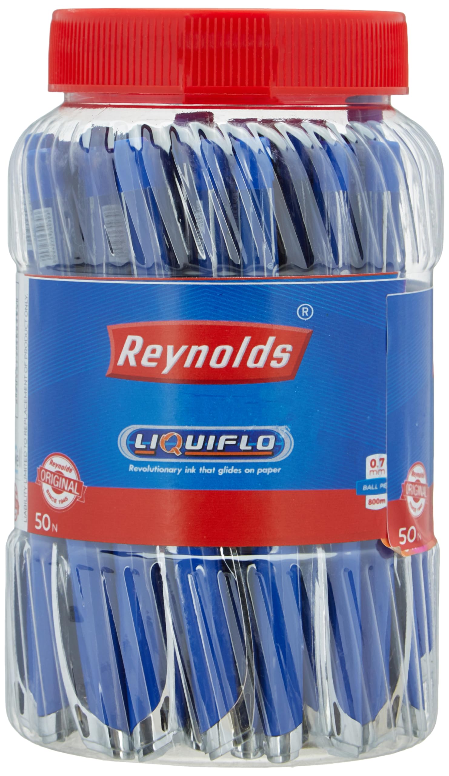 LIQUIFLO 50 CT AZUL | Bolígrafos con agarre cómodo | Bolígrafos de gel para escribir | Bolígrafo para estudiantes y papelería de oficina