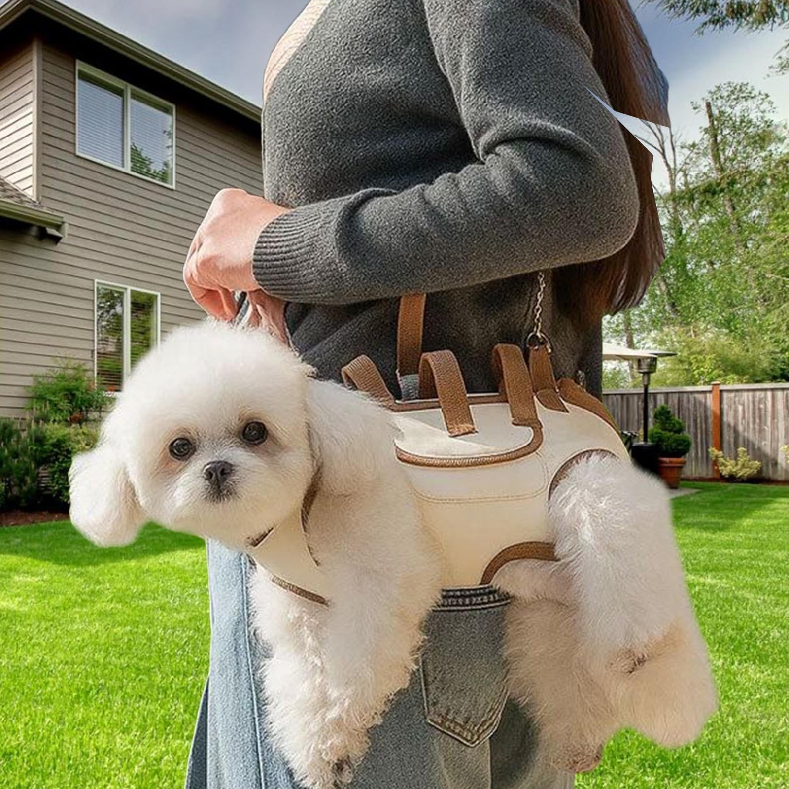 Sac de transport pour chien - Avec compartiment de rangement - Respirant et réglable - Fermeture rapide - Pour chat, voyage, randonnée, vélo, voiture, avion