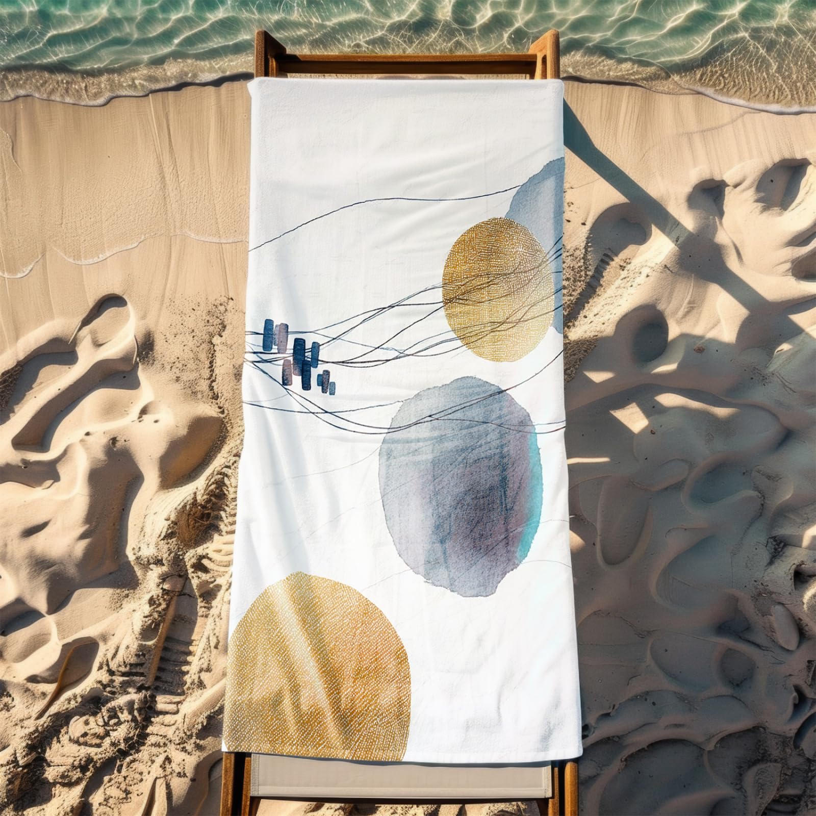Générique Serviette Microfibre Plage Modèle Or Bleu