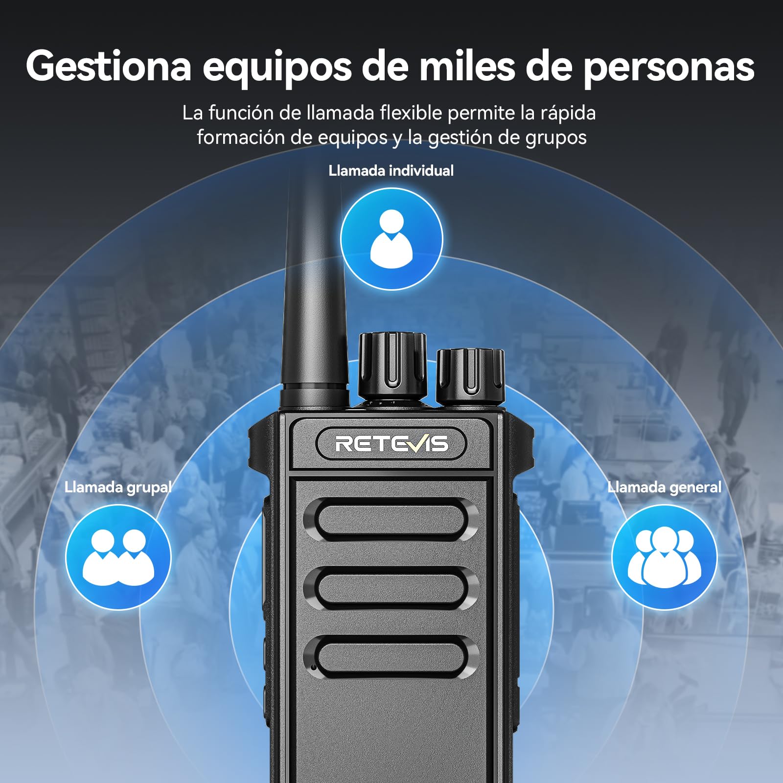 Retevis MateTalk P64 Walkie Talkie Digital sin Licencia, Radio Bidireccional de Largo Alcance Compatible con Repetidor, Llamadas Grupales, VOX, Seguridad, Radio Comercial para Fabrique (Paquete de 2)