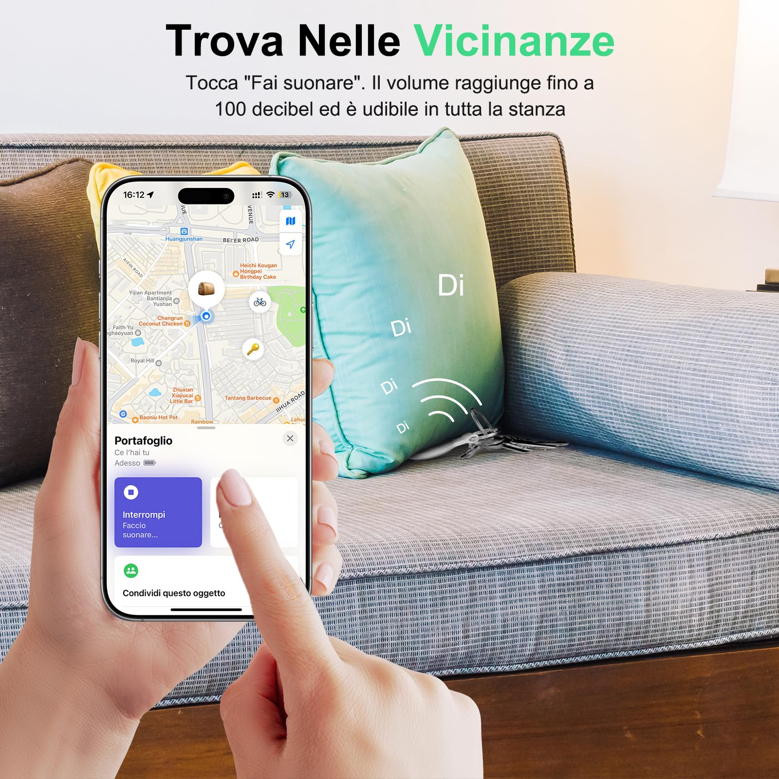 Bnlei Localizzatore Smart Air Tracker Tag Compatibile Apple Dov'è (solo iOS) Batteria di Ricambio Inclusam, Adatto per Chiavi, Portafoglio, Auto, Bici, Cane, Gatto (Bianco, Confezione da 1)