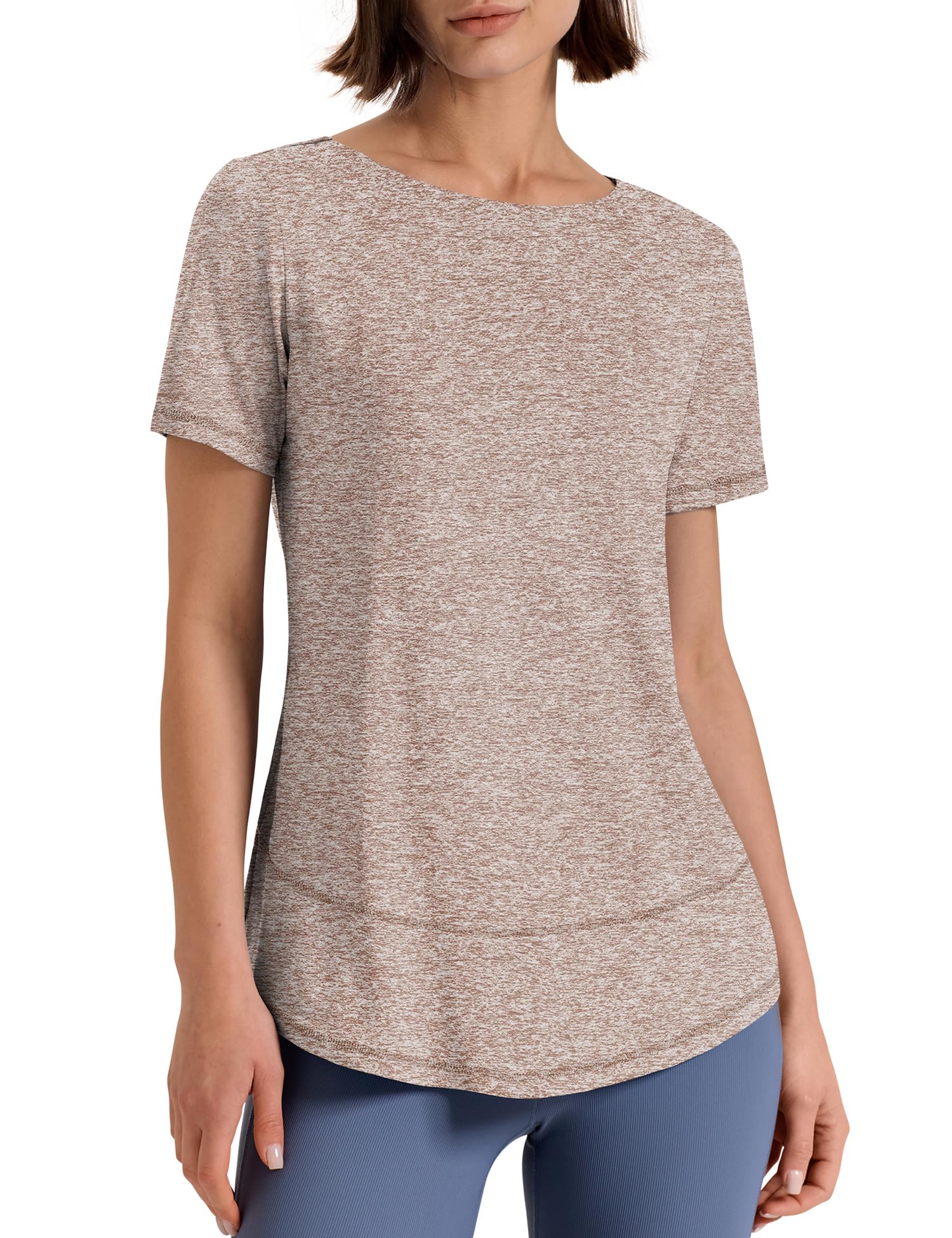 Kistore Workout Tops for Women Short Sleeve Boat Neck Loose Fit Gym T-Shirt Athletic Casual Tee Shirts