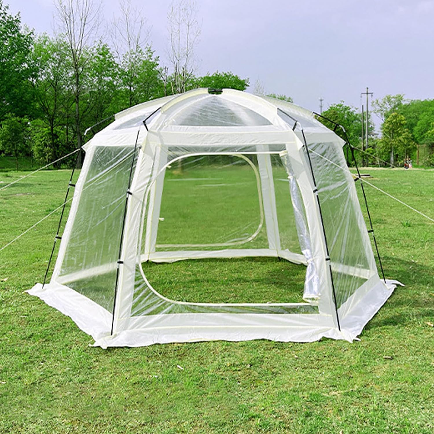 WYWL 360° Panorama Outdoor Garten Kuppelzelt | UV-beständiger Sonnenschutz für 5-8 Personen Camping | Winddicht & geräumiges Eventzelt