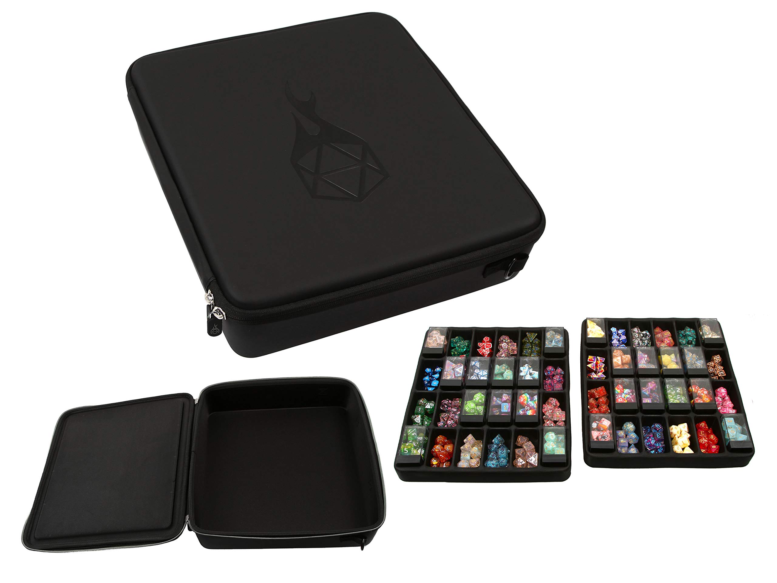 Forged Dice Co. Double Dice Tray Dice Case - Holds 40 Plastic Dice Storage Cubes or 14 Dice Per Sect