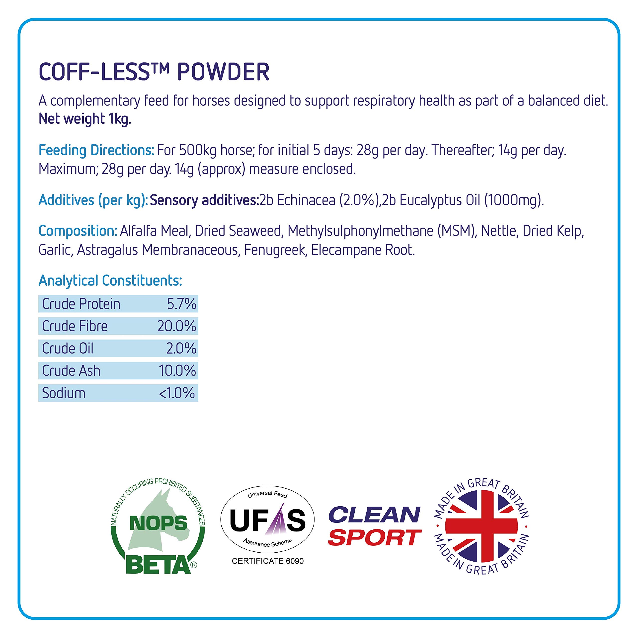 Coff-Less Powder | Premium Ready to Use Horse Supplement | for Healthy Respiratory System | 1Kg