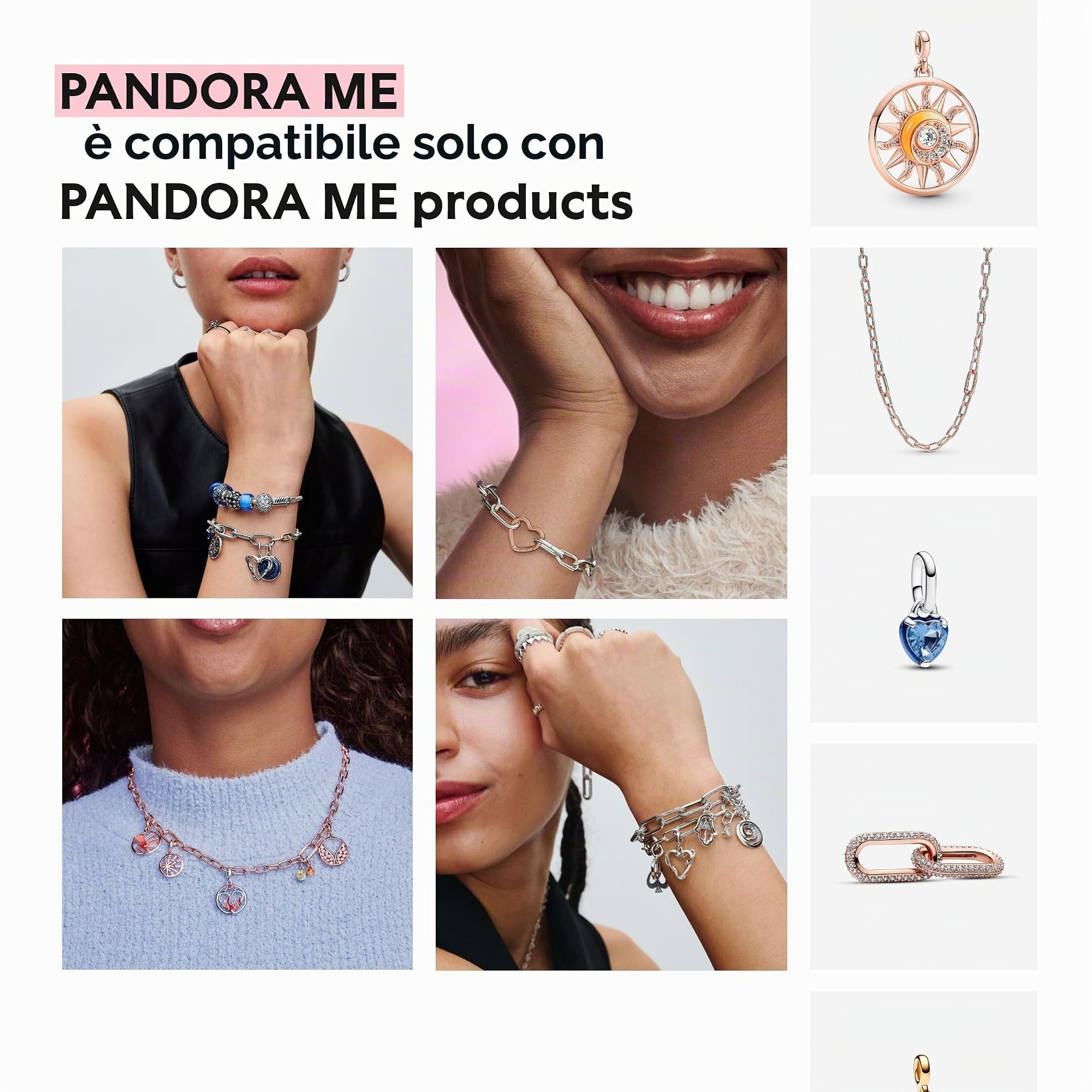 PANDORA ME - Bracciale con maglia link in argento sterling, con 5 maglie apribiIi