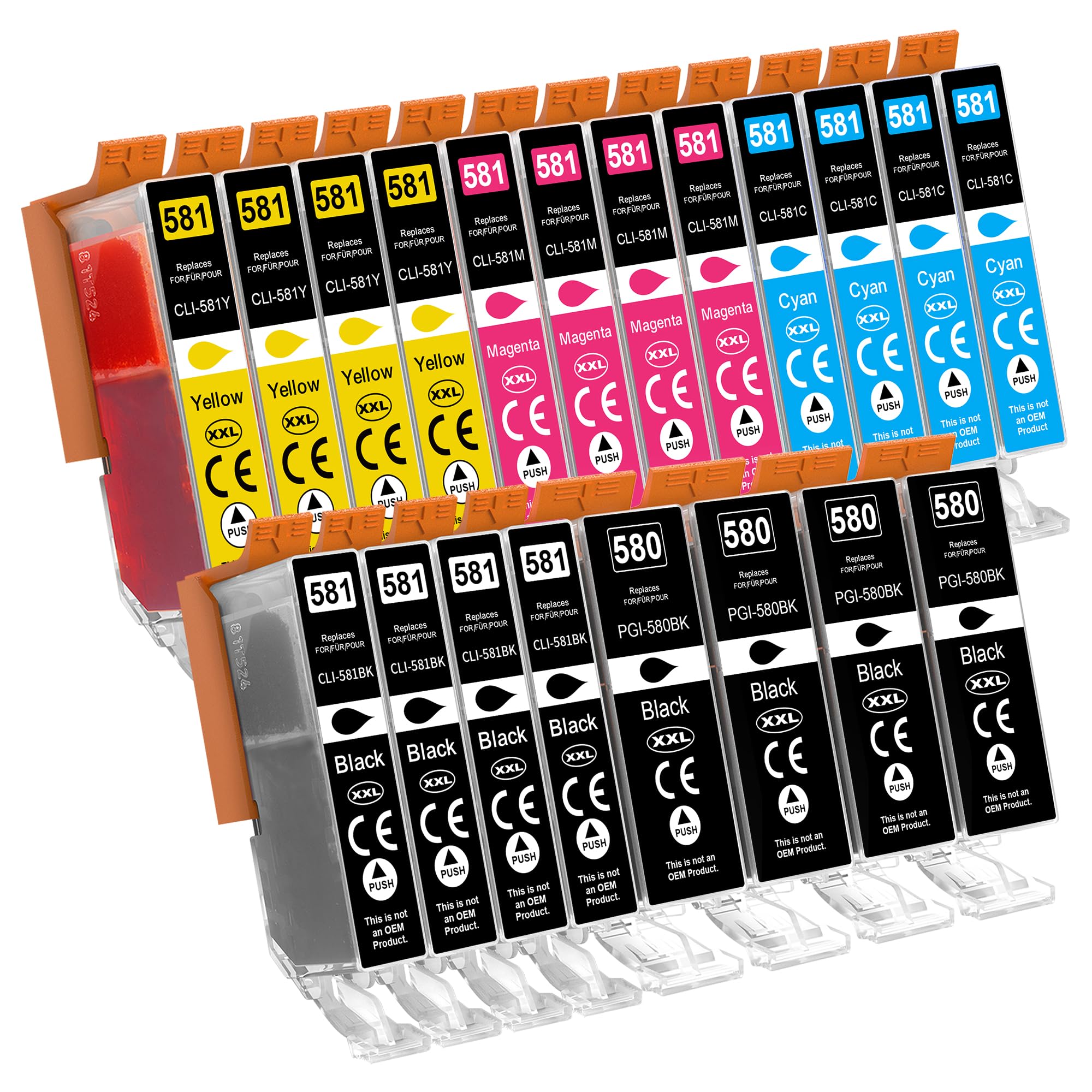 Jhaan PGI-580XXL CLI-581XXL Kompatibel für Canon 580 581XXL Multipack Kompatible mit Canon Pixma TS705a TS9551 TS9150 TS8350 TS6350a TR8550 TR7550 TS8351a TR7650 TS6300 TS6150 TS6351 Drucker