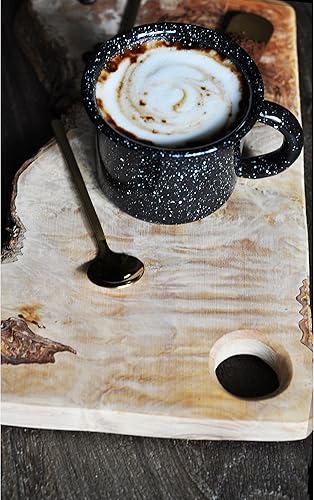 Miniatura 7 de Mirro Taza tradicional vintage de acero esmaltado negro moteado de 12 onzas (MIR-1071 (paquete de 2)